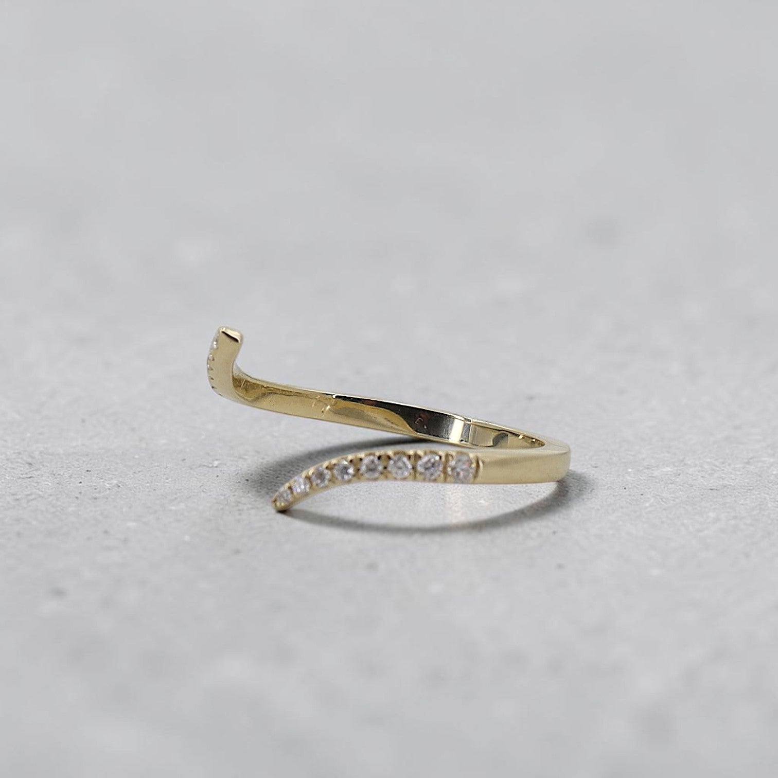 Open Space Diamond Wedding Band | Pavé Lab Diamond | 14k Yellow Gold | Petra Star - Petra Star