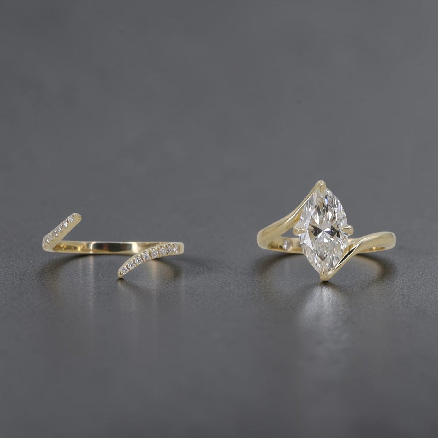 Open Space Diamond Wedding Band | Pavé Lab Diamond | 14k Yellow Gold | Petra Star - Petra Star