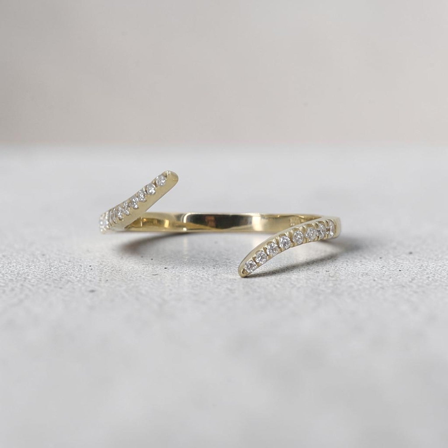 Open Space Diamond Wedding Band | Pavé Lab Diamond | 14k Yellow Gold | Petra Star - Petra Star