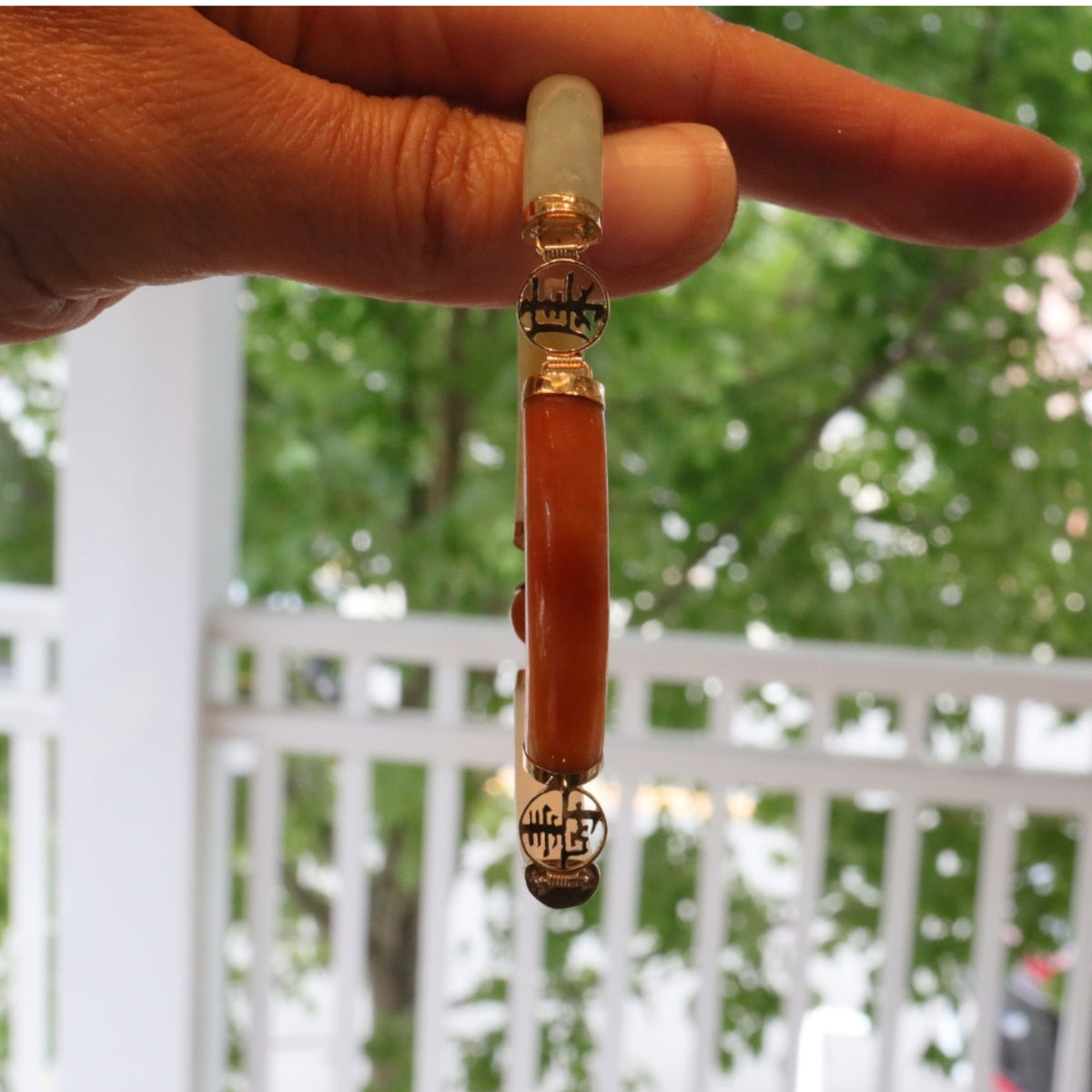 Multi Color Jade Bracelet Mid‑Century 14k Gold