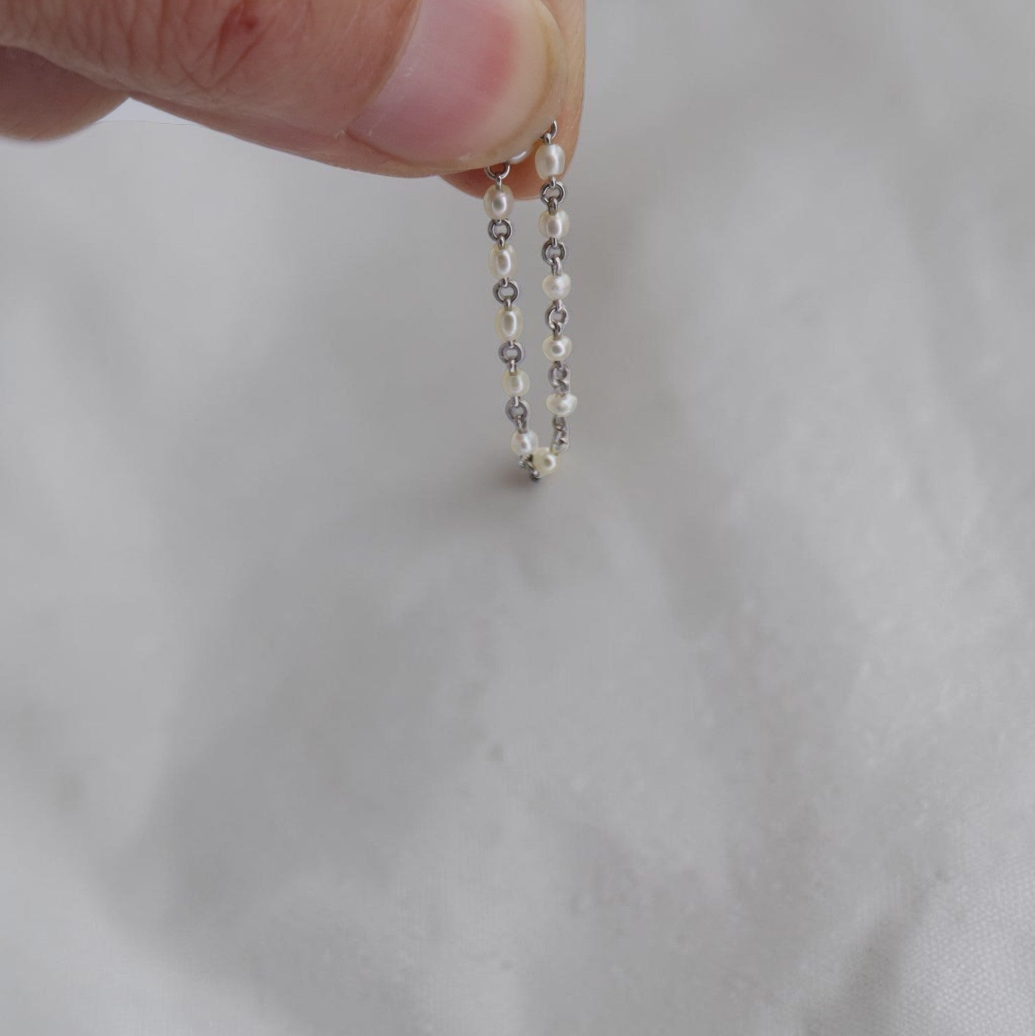 Antique Pearl Chain-Link Ring — Handmade in Platinum, Reimagined from an Antique Chain