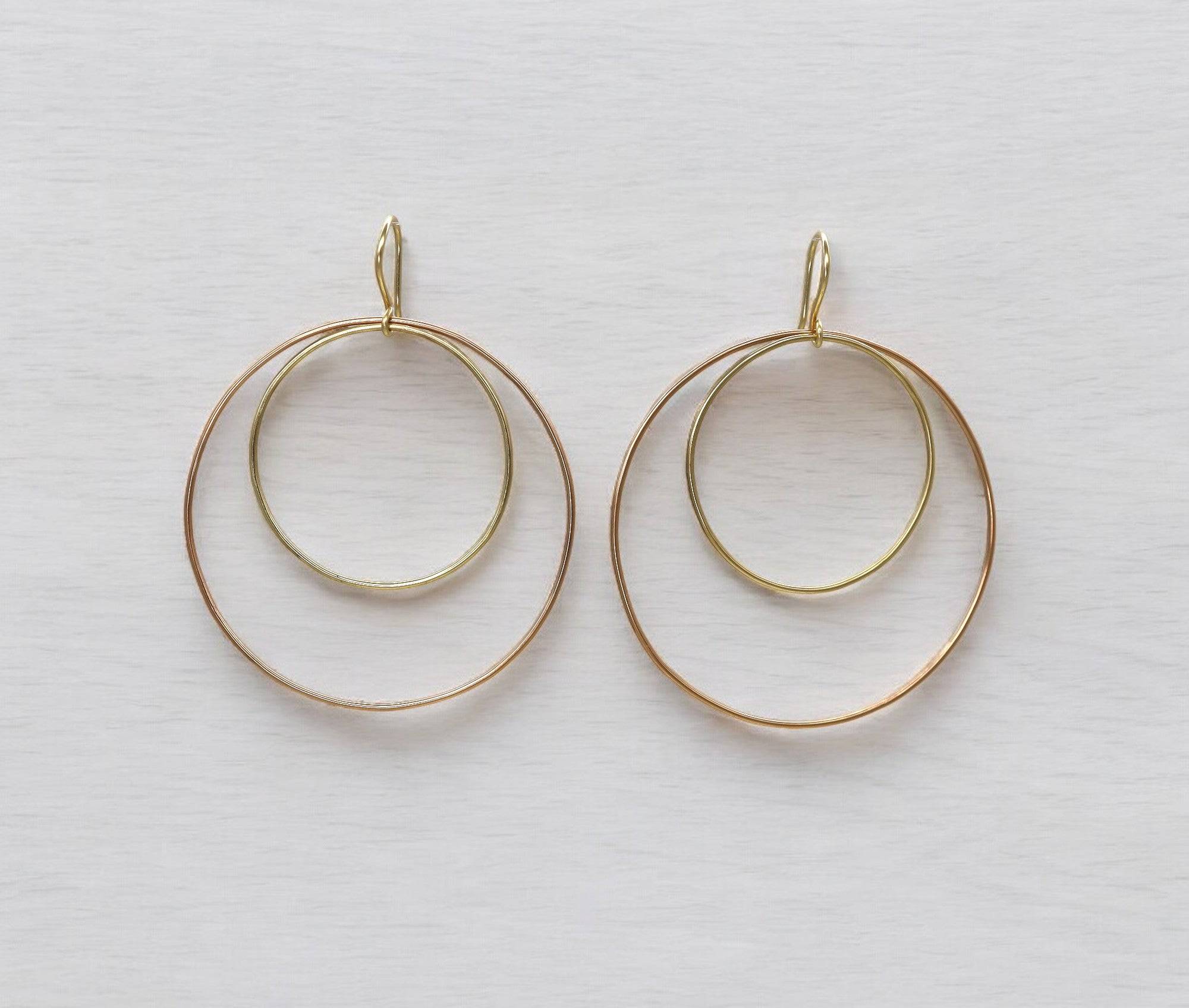 Petra Star Hoopla Hoops – Double-Independent Moving Bi-Color 14k Gold Hoops - Petra Star