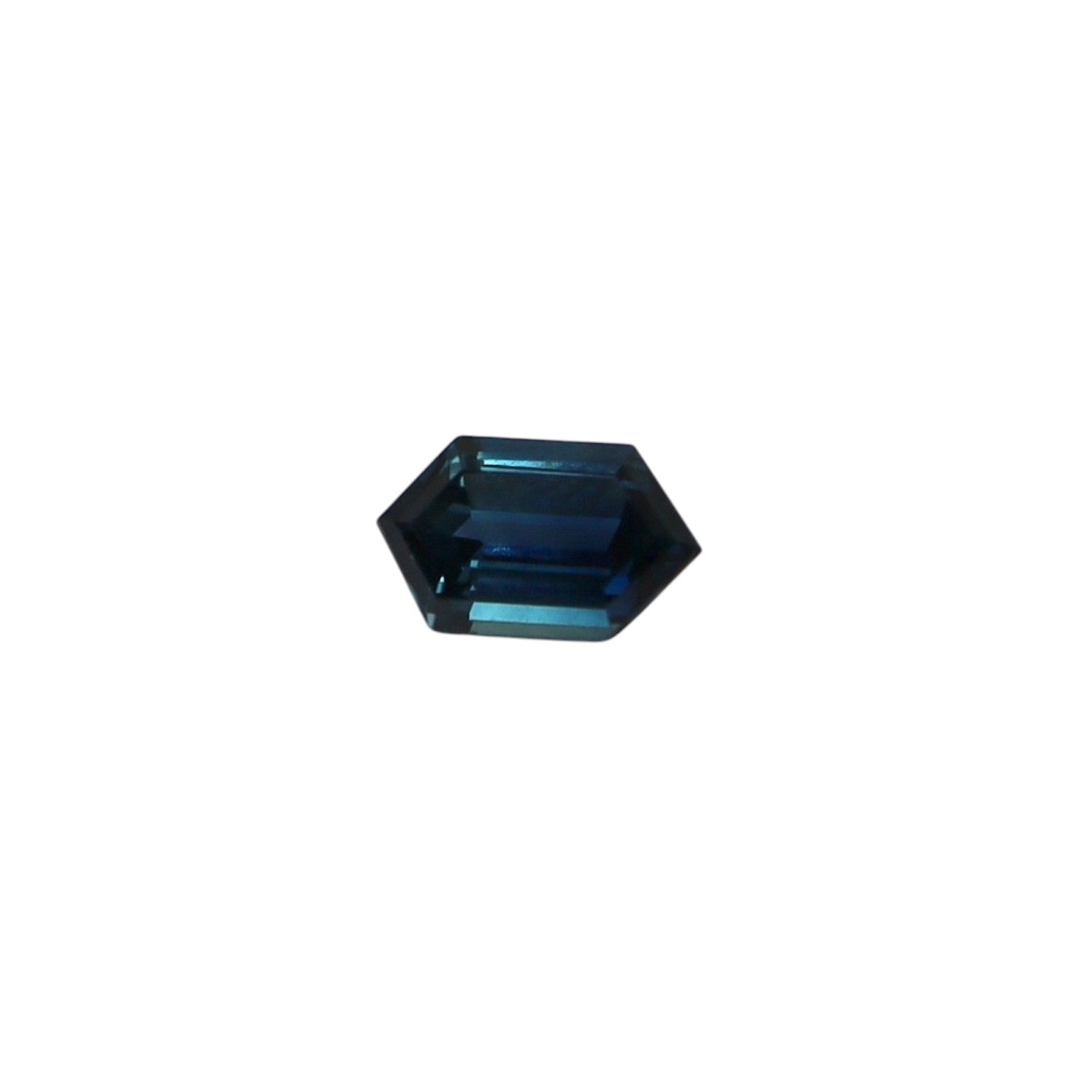Petra Star Original: Hexagonal Teal Sapphire Ring with Tapered Baguette Diamonds in 14k Yellow Gold - Petra Star
