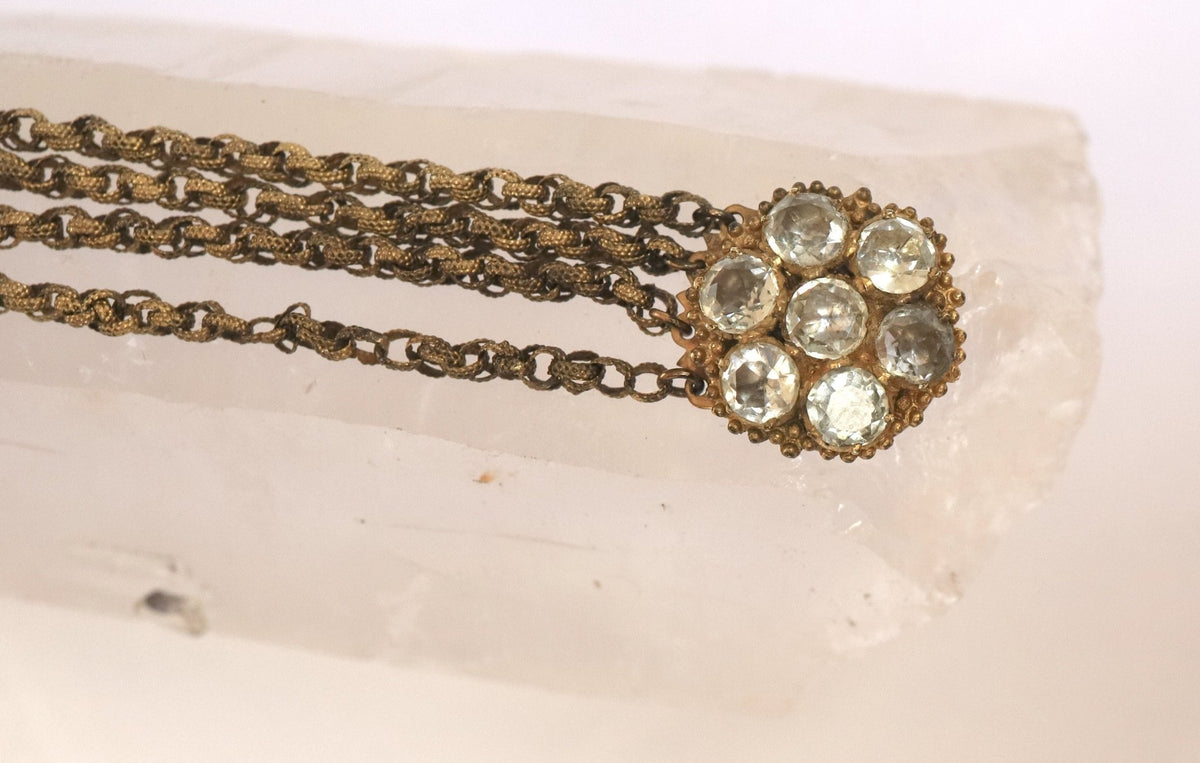Pinchbeck Multi-Row Georgian Chain Bracelet with Paste Links - Petra Star