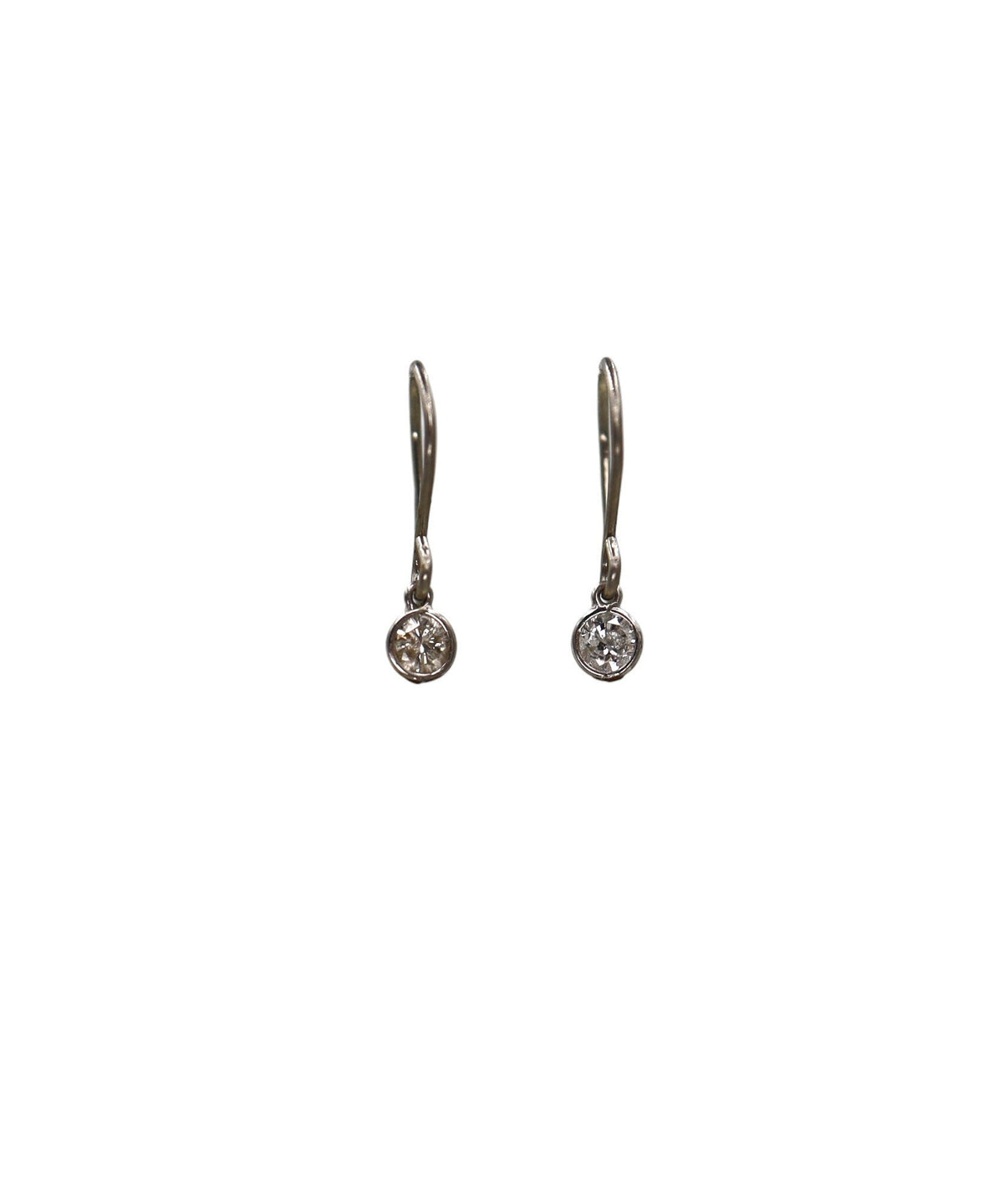 Platinum Diamond Drop Earrings in Hand Fabricated Bezels 2 = 0.23 cts Round Diamonds - JL1052C - Petra Star