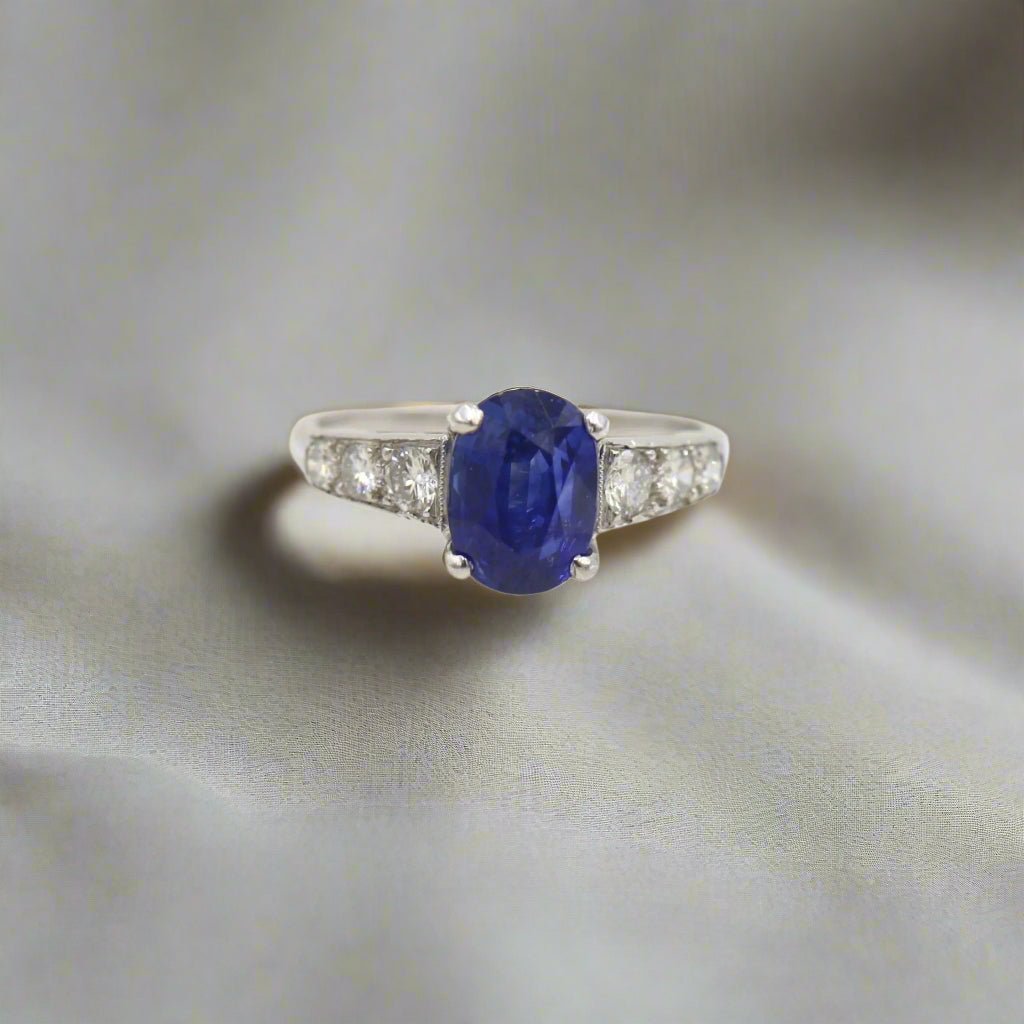 Platinum Sapphire and Diamond Ring - Petra Star