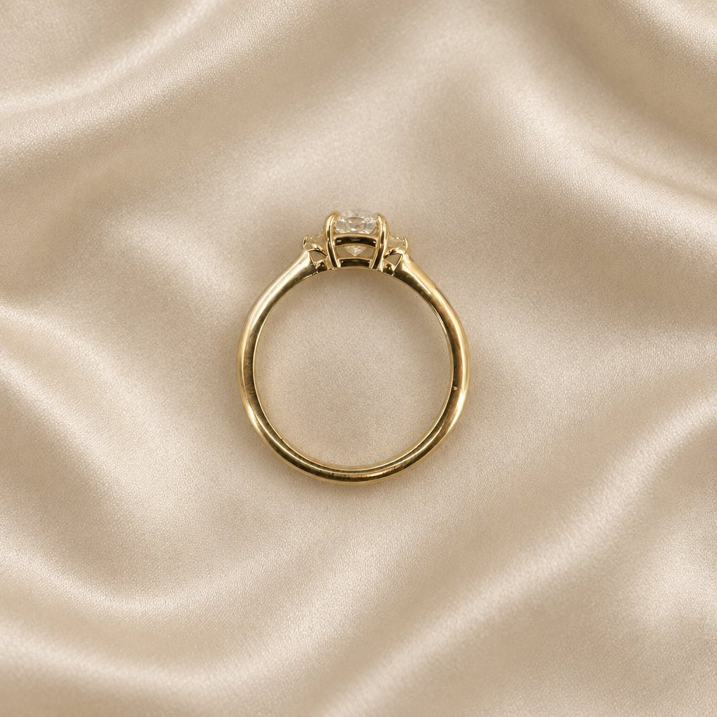 Princess-Cut Diamond Three-Stone Engagement Ring in 14k Yellow Gold, 0.60 ctw, Reclaimed Diamond, Size 7 - Petra StarEngagement Ring