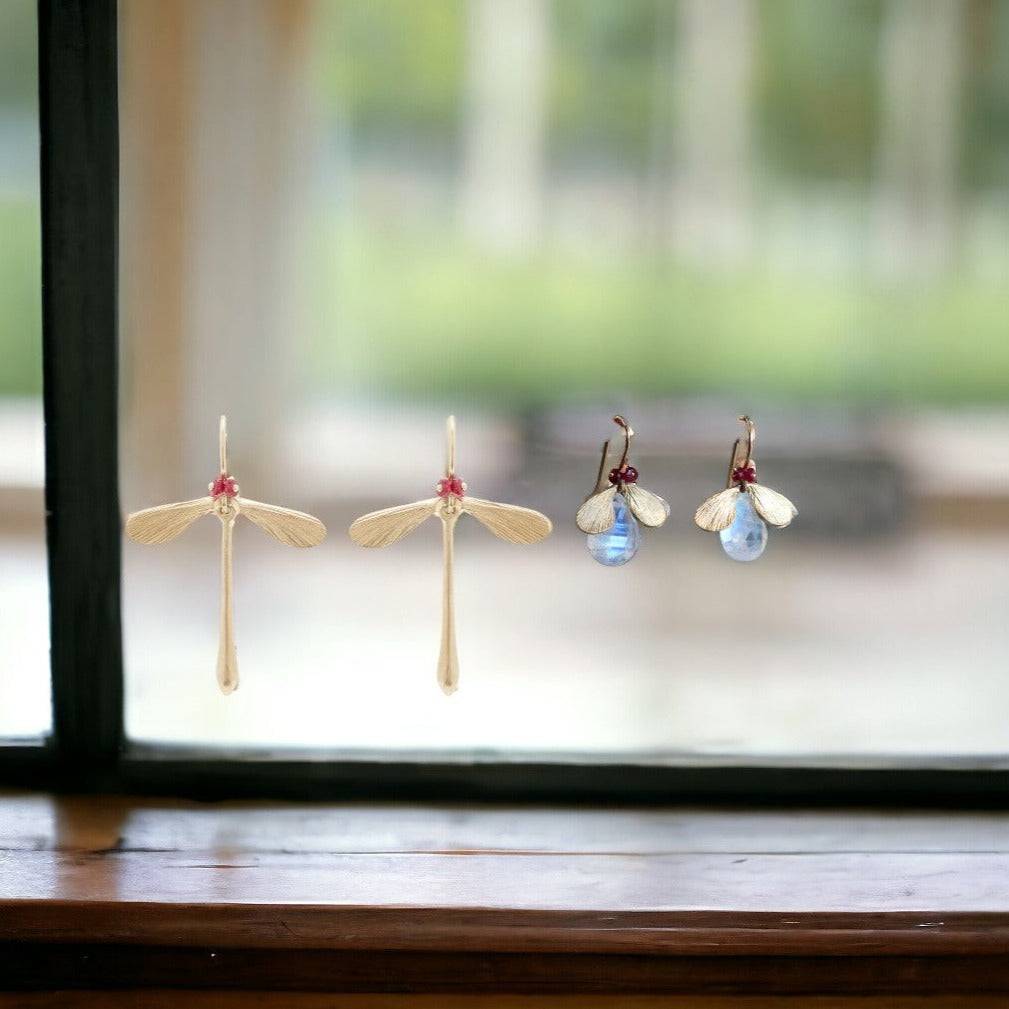 Rainbow Moonstone Bug Earrings - Petra Star