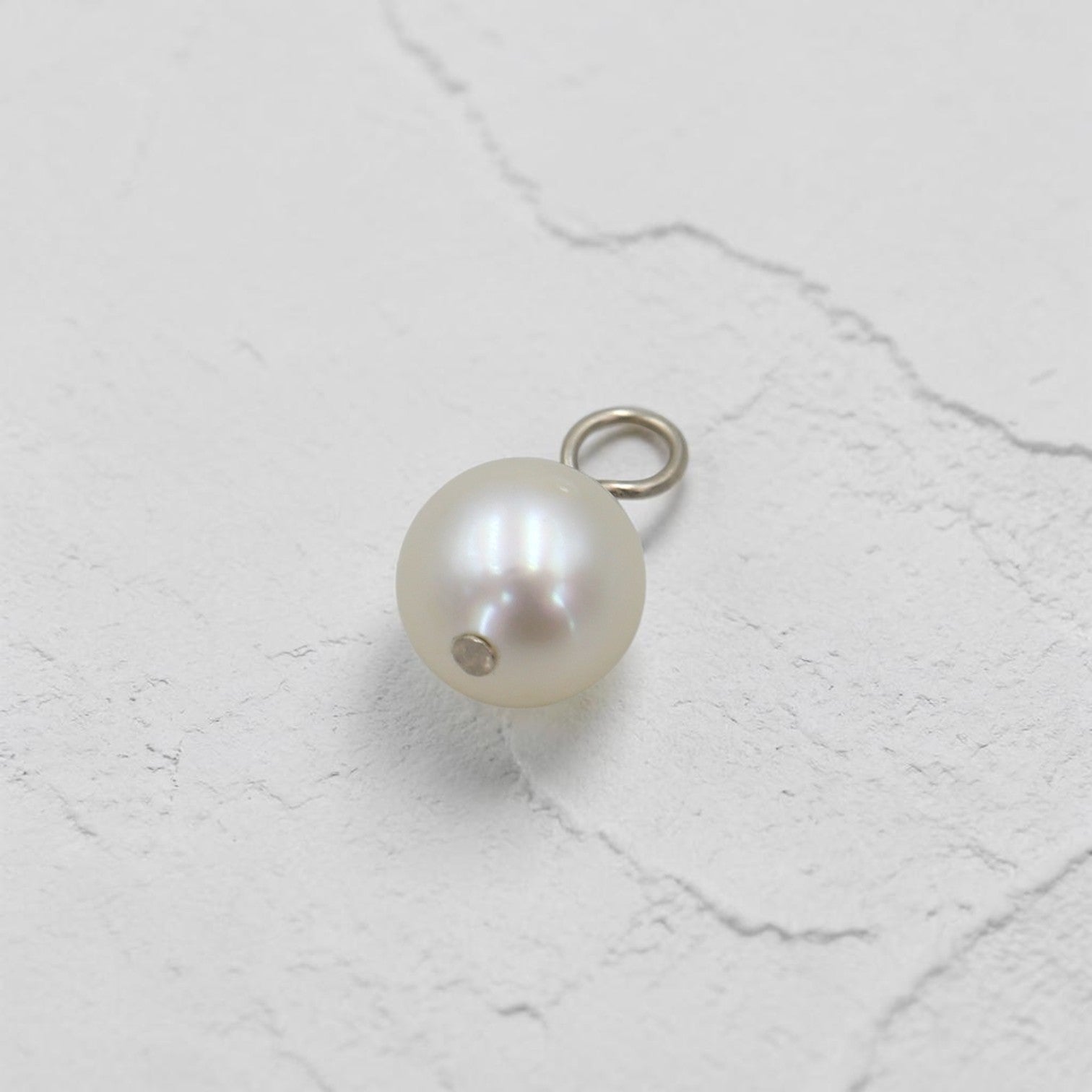 Reclaimed Freshwater Pearl Charm | 14k White Gold Wire Wrap | Petra Star Mystic CT - Petra Star
