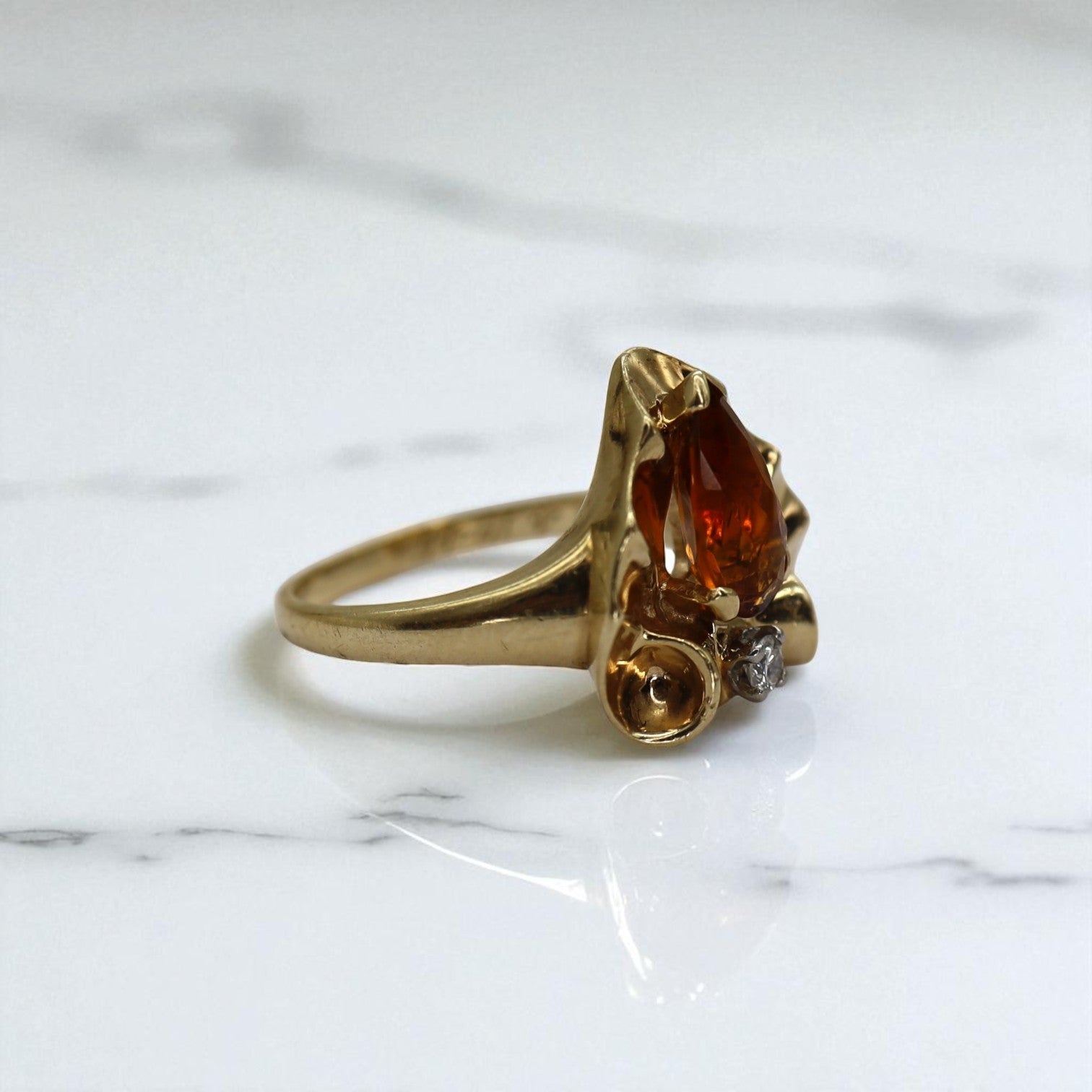 Retro Citrine Heart Ring - Petra Star