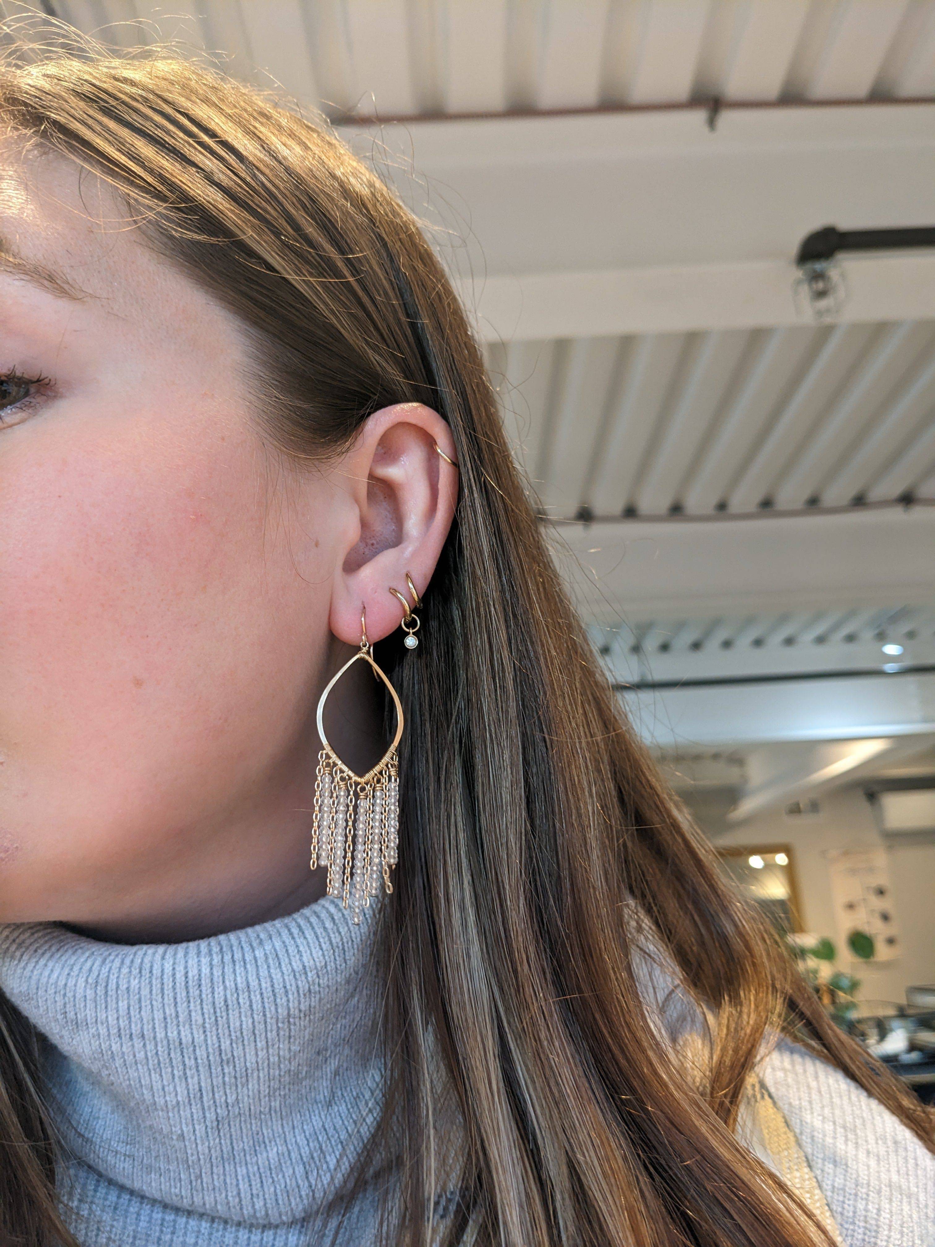 Champagne Cascade Earrings With Crystal - Petra Star