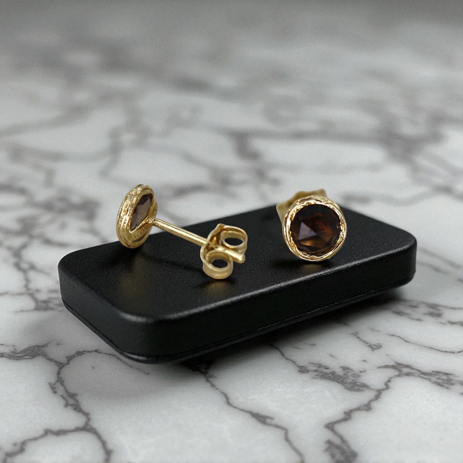 Rose Cut Smokey Quartz Studs - Petra Star