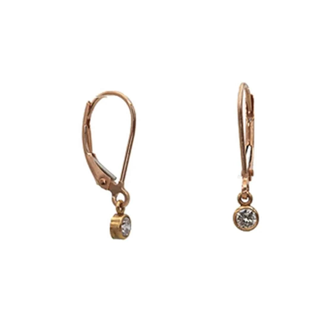 Rose Gold Diamond Drop Earrings – Recycled 14k Gold Bezel Set | Minimalist Fine Jewelry - Petra Star