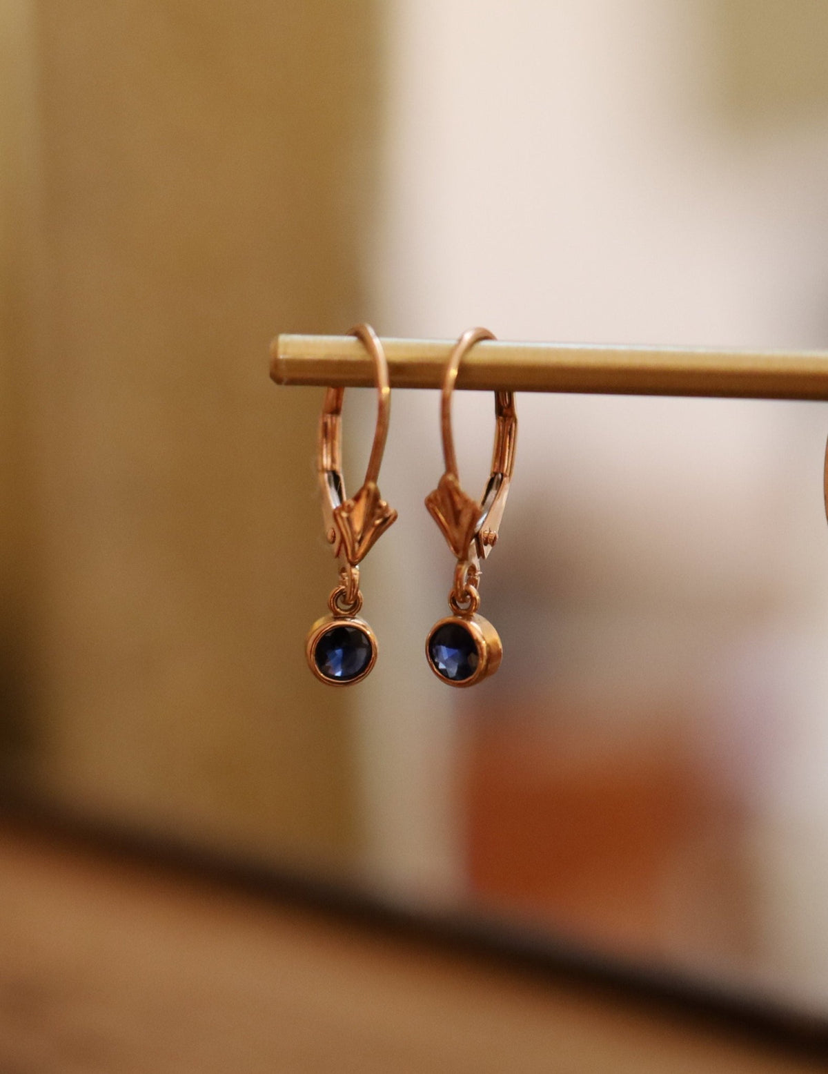 Rose Gold Sapphire Earrings - Petra Star