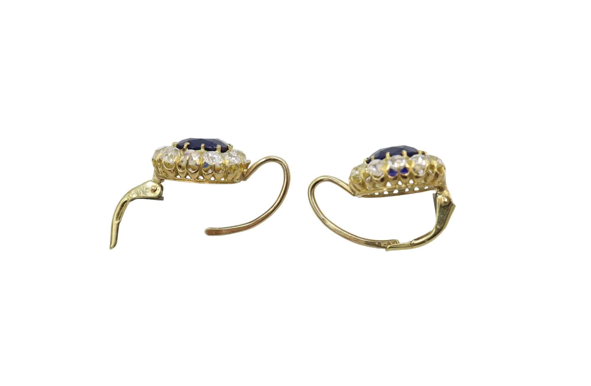 Sapphire and Diamond Cluster Earrings in 14k Yellow Gold - Petra Star