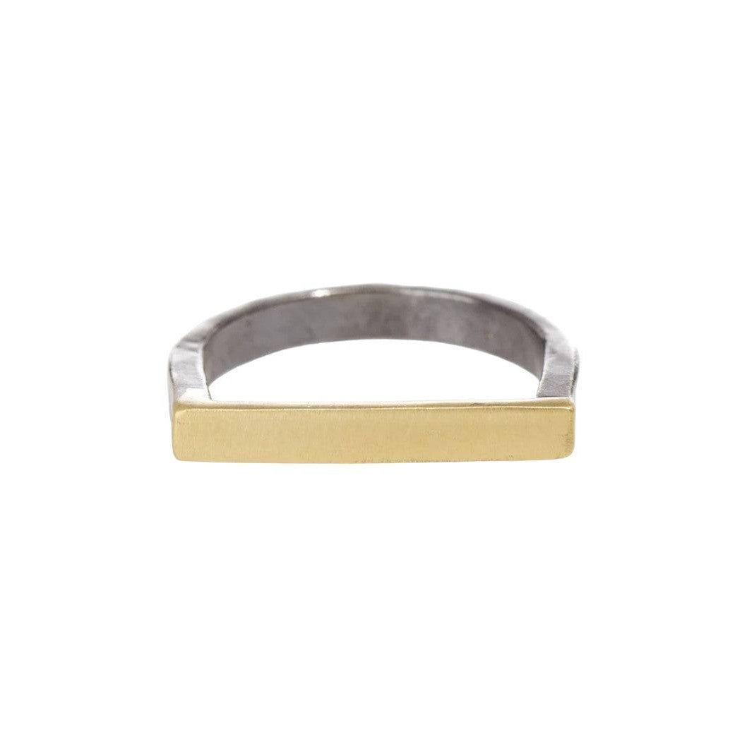 Slice Stacking Rings—18k Gold, Oxidized Silver & Reclaimed Brilliant Diamonds - Petra Star