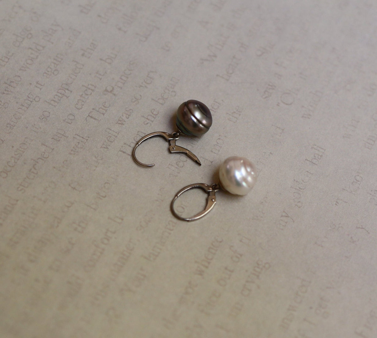 South Sea Pearl and Tahitian Pearl Drop Earrings in 14k White Gold - Petra Star