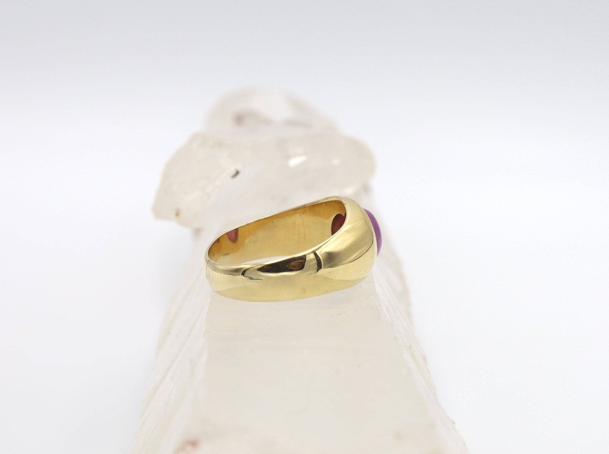 Star Ruby Ring Signet Style Estate Ring with Natural Cabochon Ruby - Petra Star
