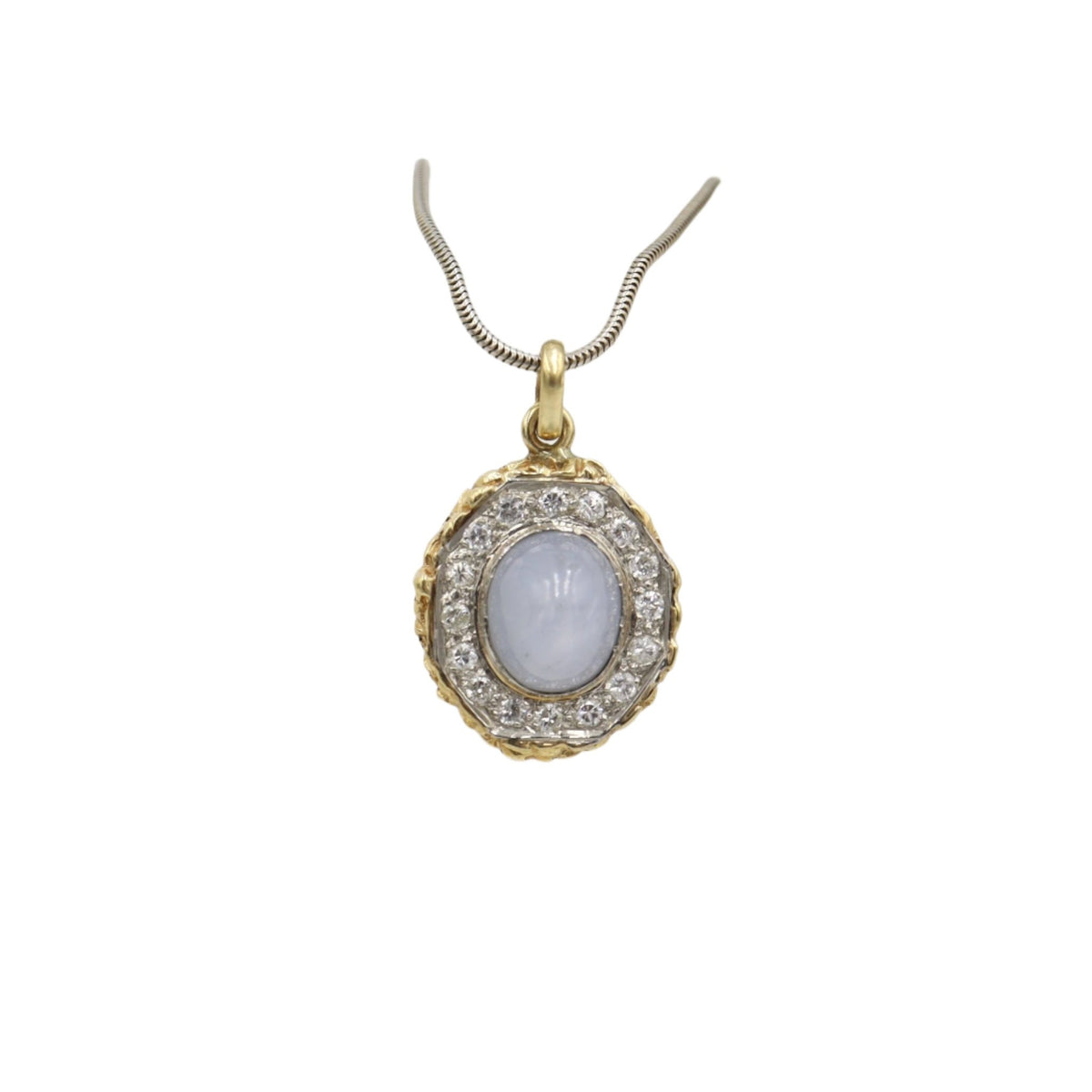 Star Sapphire & Diamond Halo Pendant - Petra Star