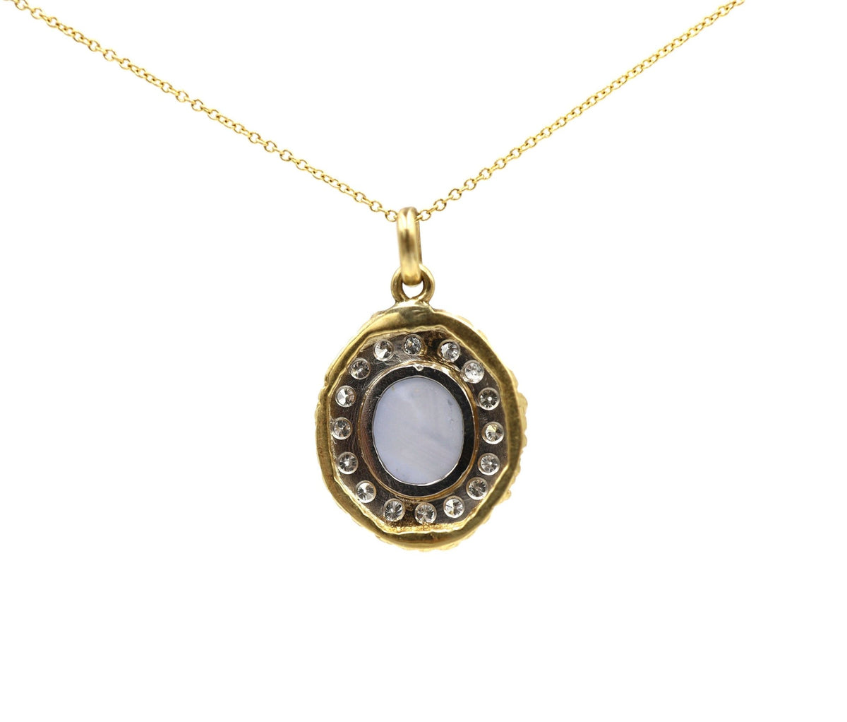 Star Sapphire & Diamond Halo Pendant - Petra Star