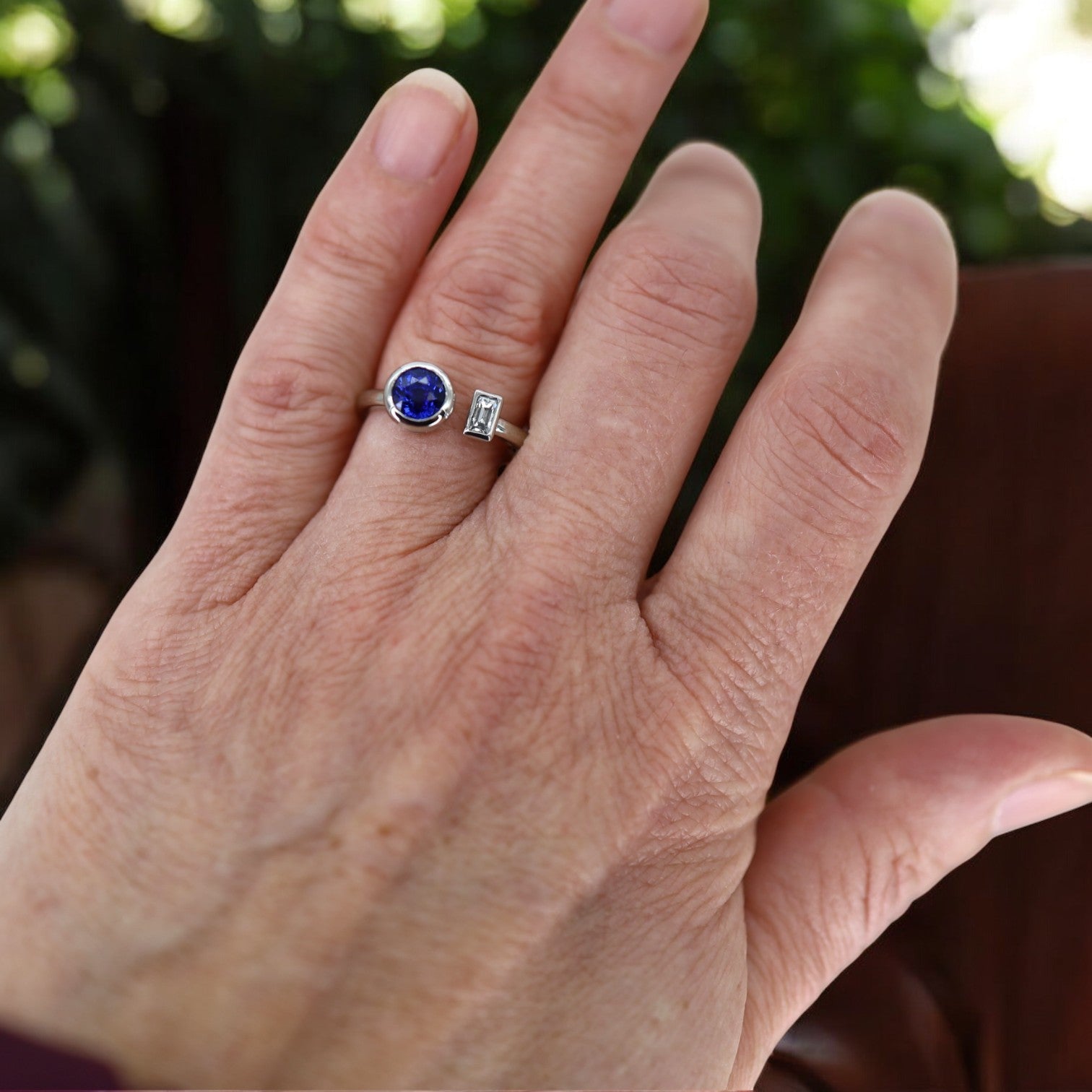 Toi et Moi Sapphire and Diamond Platinum Ring - Petra Star