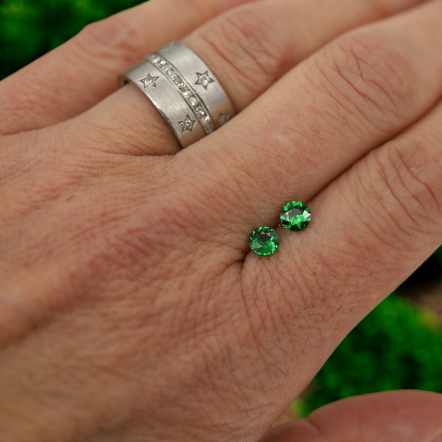 Tsavorite Garnet Threader Earrings in 14k Yellow Gold - Petra Star