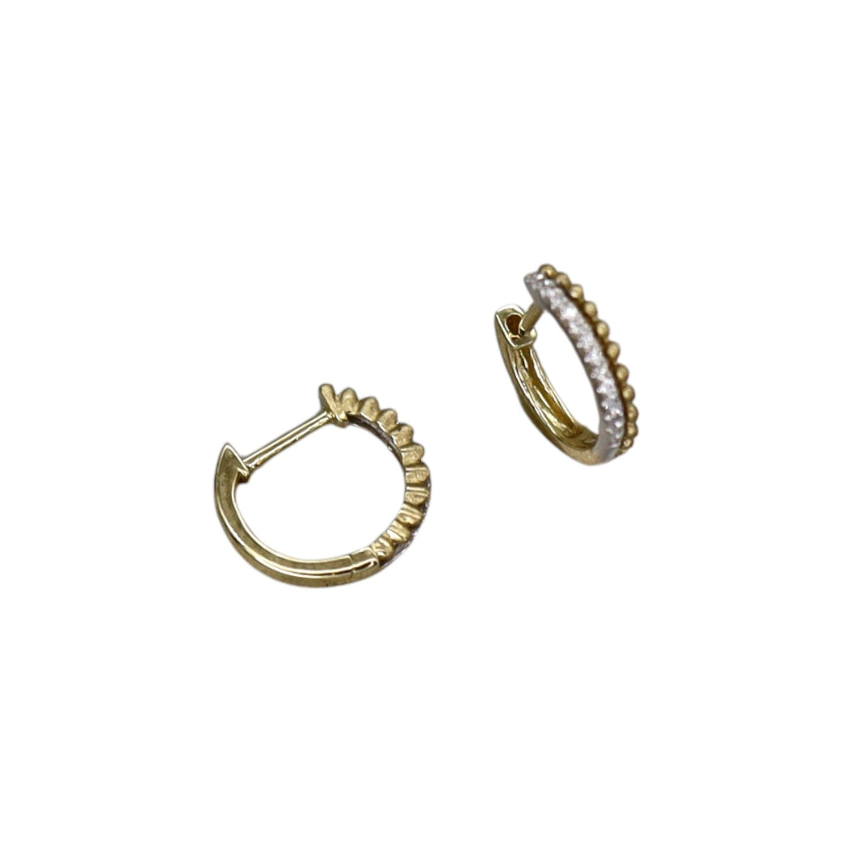 Two Tone Diamond and Bead Huggies - Petra Star