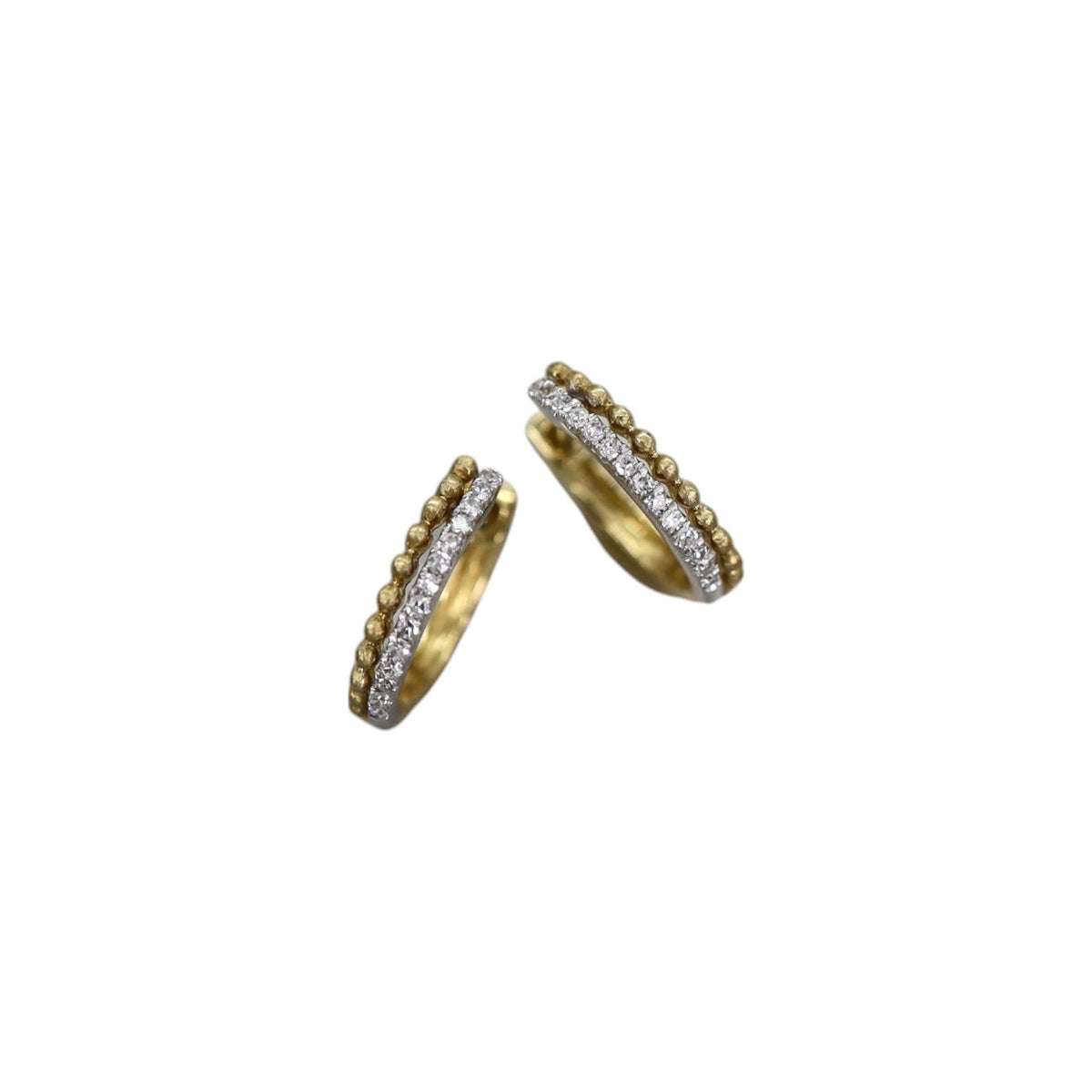 Two Tone Diamond and Bead Huggies - Petra Star