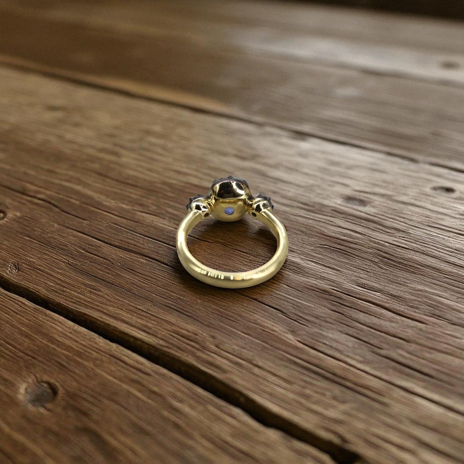 Unheated 3.70ct Ceylon Sapphire Georgian Inspired Three-Stone Ring | Petra Star - Petra Star