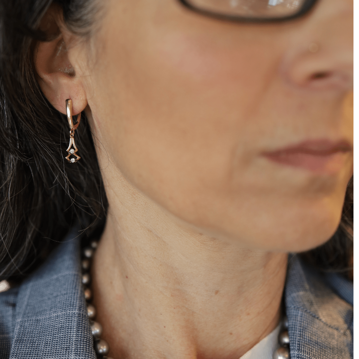 Upcycled 14k Gold & Diamond Drop Earrings - Petra Star