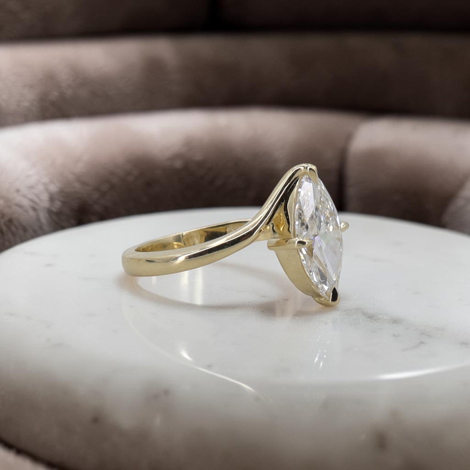 Vertical Marquise Solitaire Ring | 2ct Lab Diamond | 14k Yellow Gold | Petra Star Custom - Petra Star