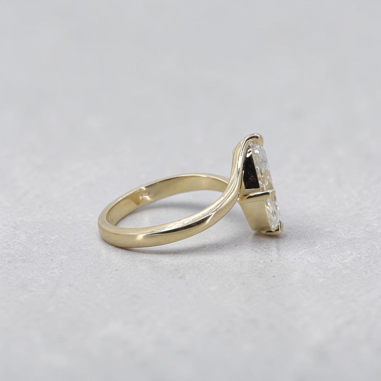 Vertical Marquise Solitaire Ring | 2ct Lab Diamond | 14k Yellow Gold | Petra Star Custom - Petra Star