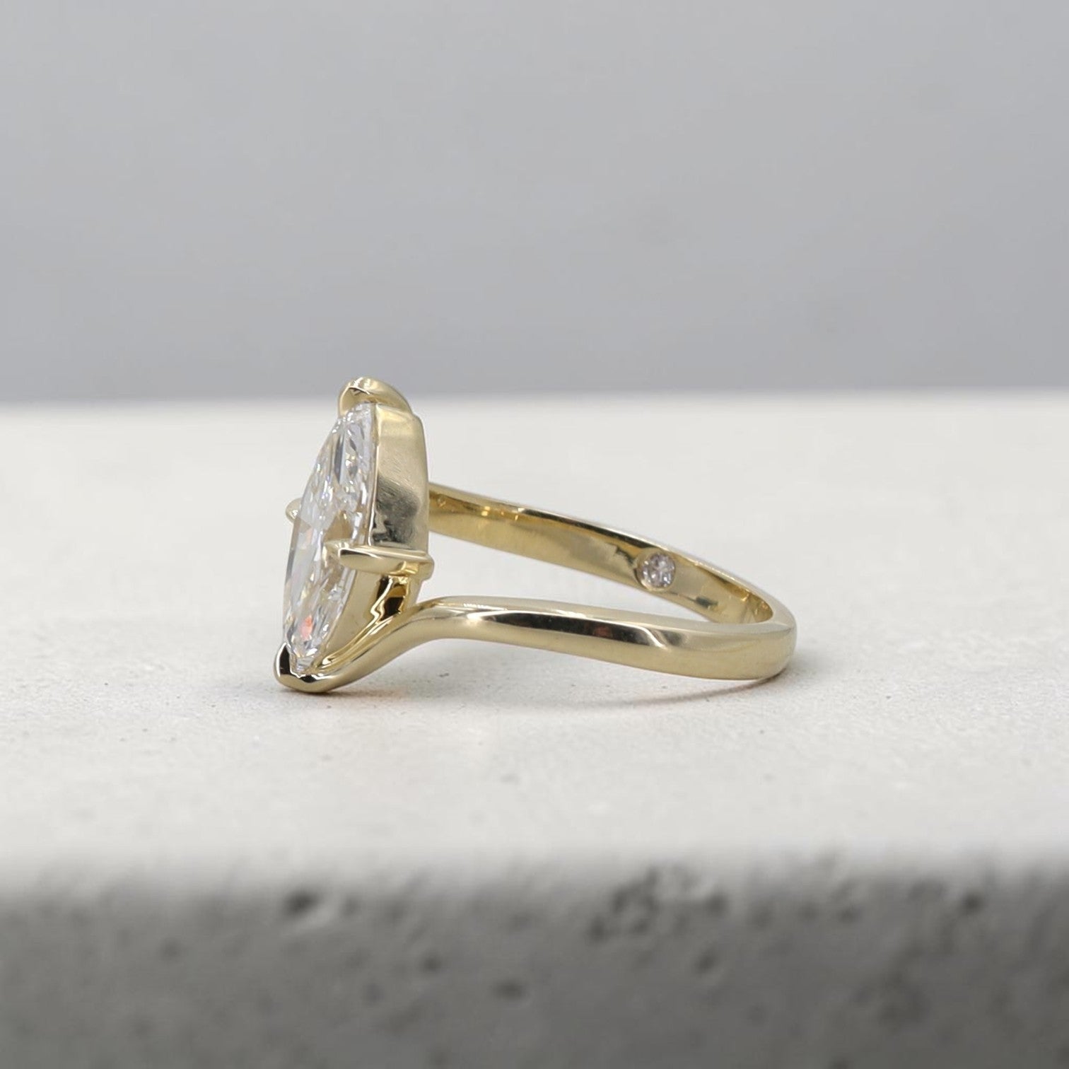 Vertical Marquise Solitaire Ring | 2ct Lab Diamond | 14k Yellow Gold | Petra Star Custom - Petra Star