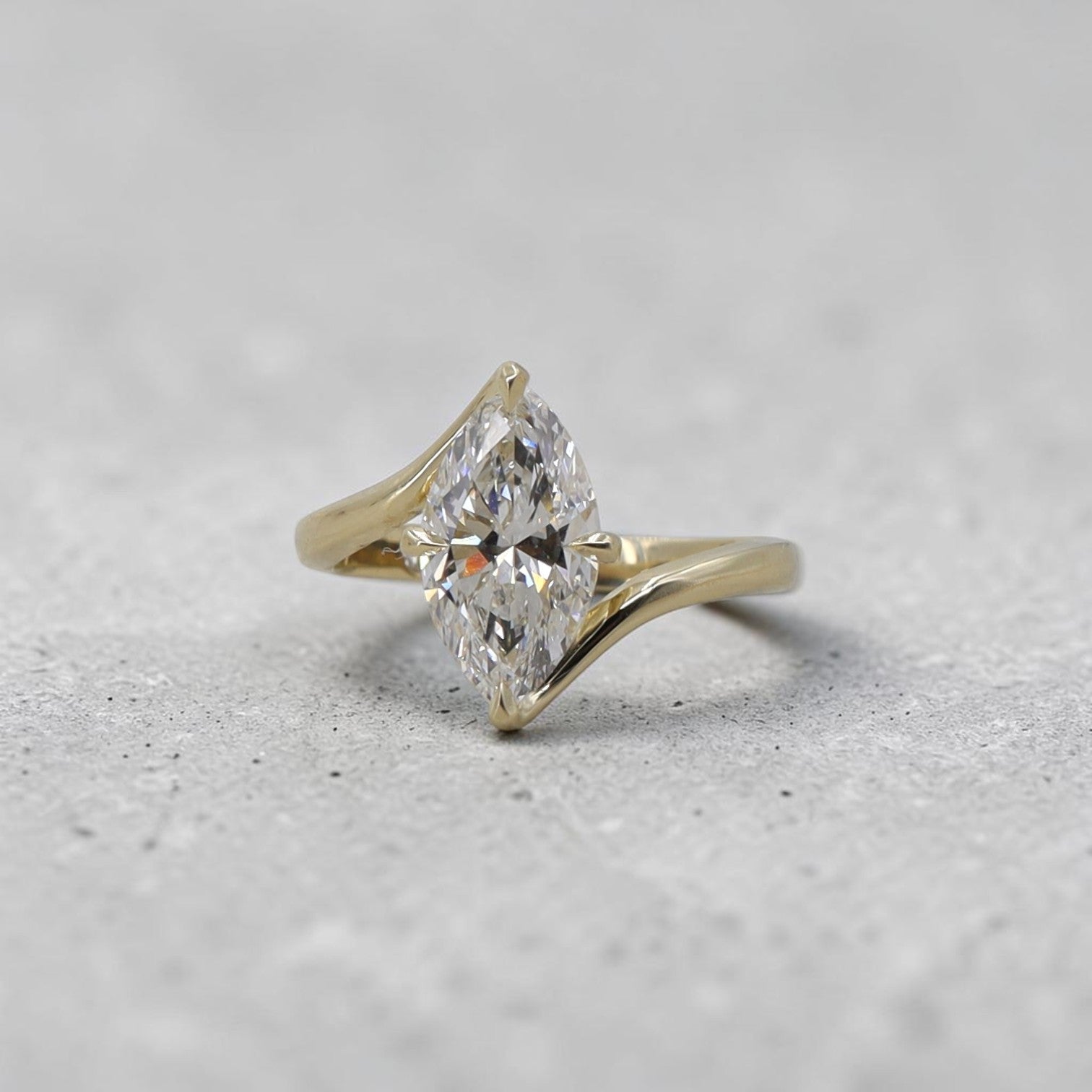 Vertical Marquise Solitaire Ring | 2ct Lab Diamond | 14k Yellow Gold | Petra Star Custom - Petra Star