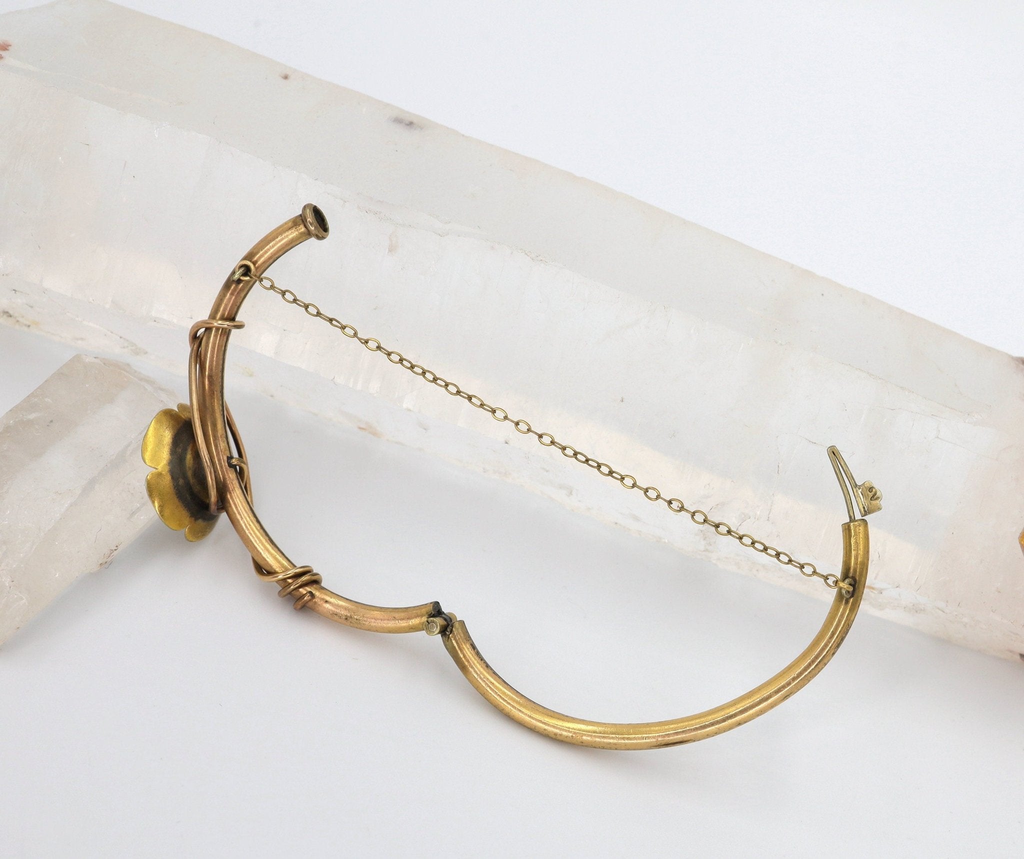 Victorian Bangle Bracelet Gold Filled Flower Bangle Bracelet Childs Size - Petra Star