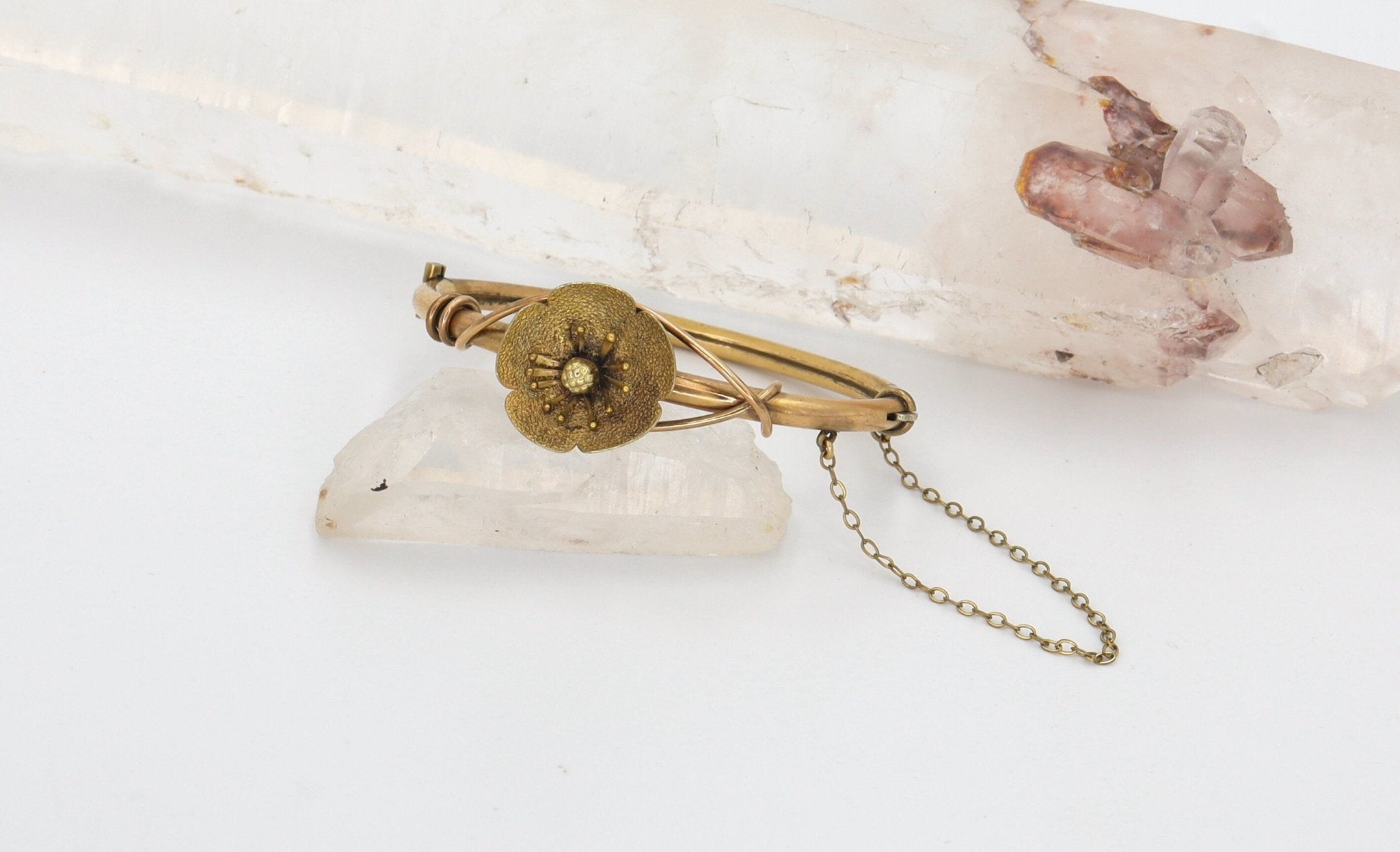 Victorian Bangle Bracelet Gold Filled Flower Bangle Bracelet Childs Size - Petra Star