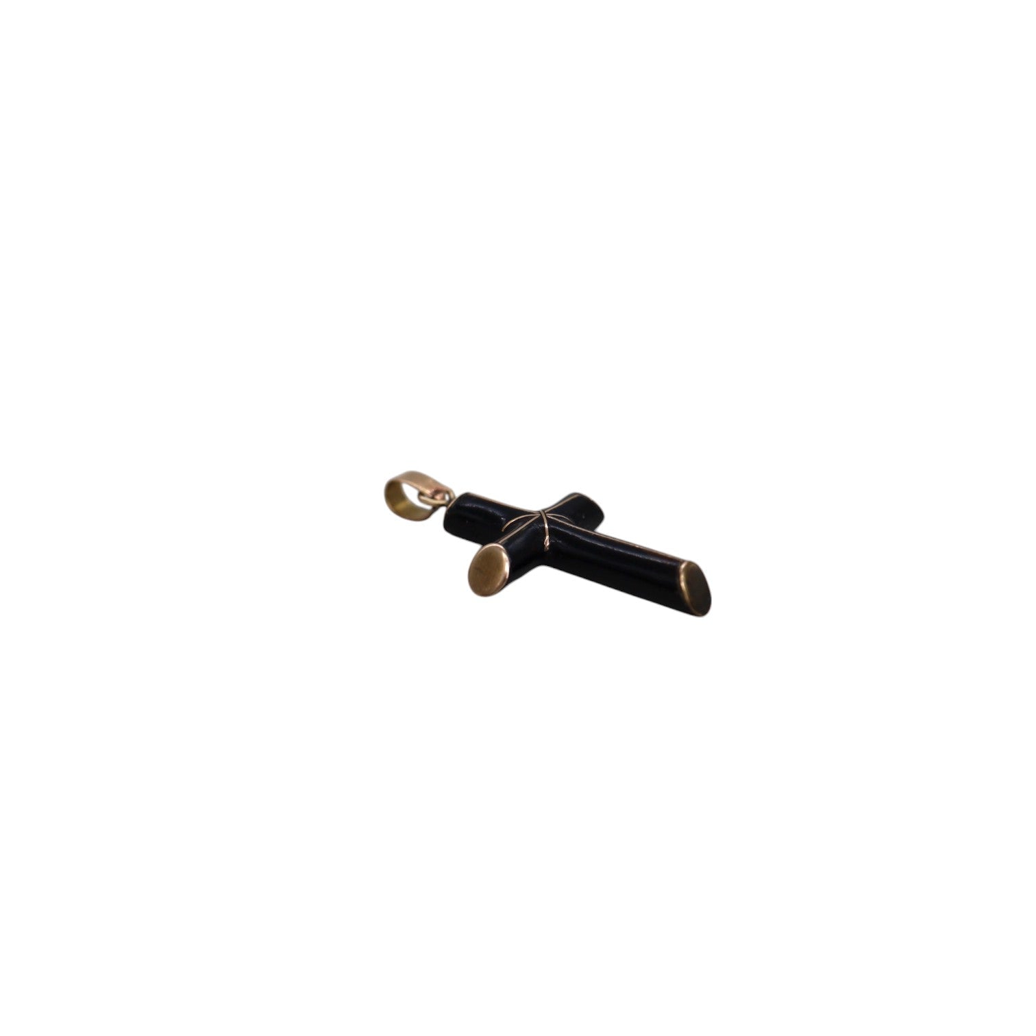 Victorian Black Enamel Cross 10k Gold - Petra Star