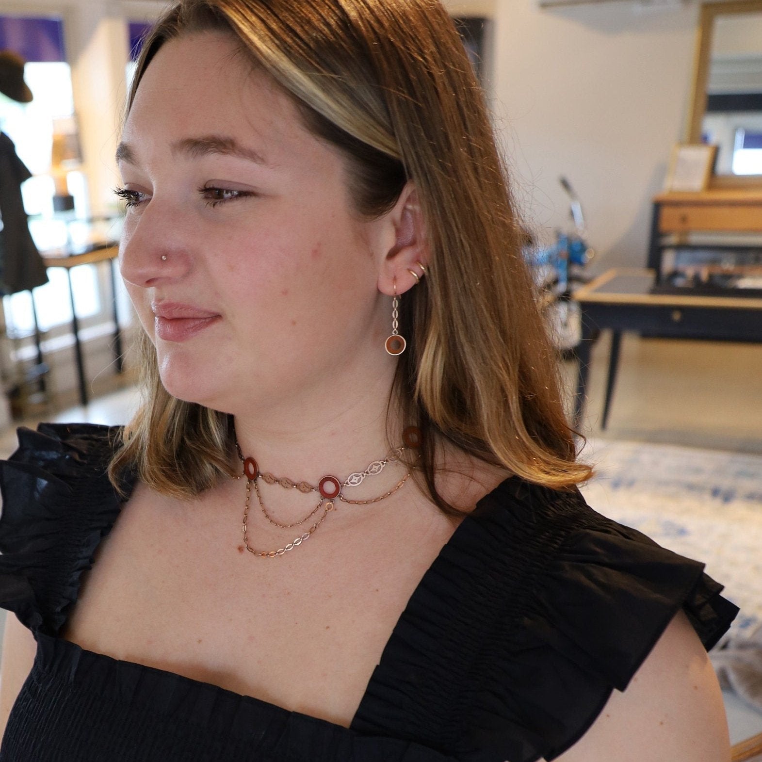 Victorian Carnelian Bib/Festoon Necklace - Petra Star