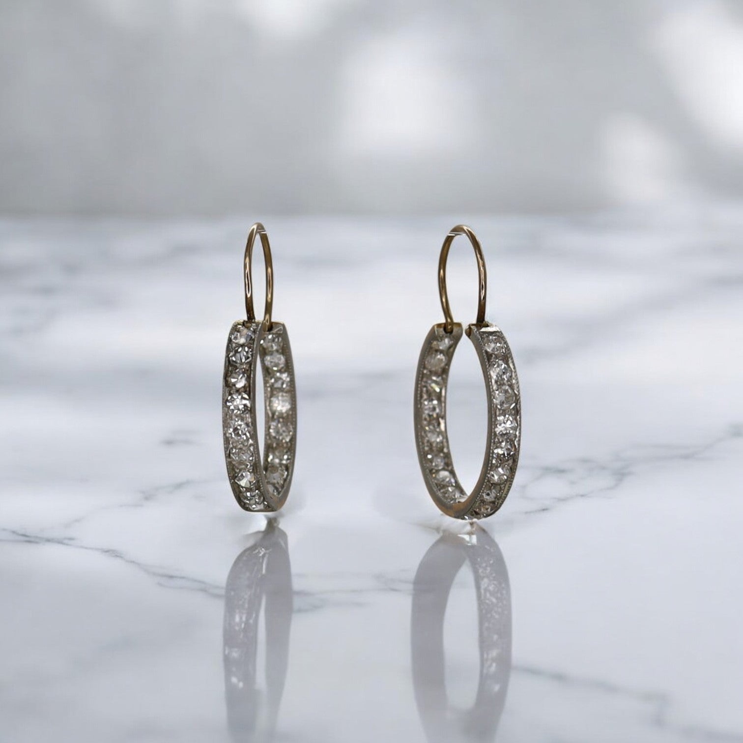 Victorian Diamond Inside Out Hoop Earrings - Petra Star