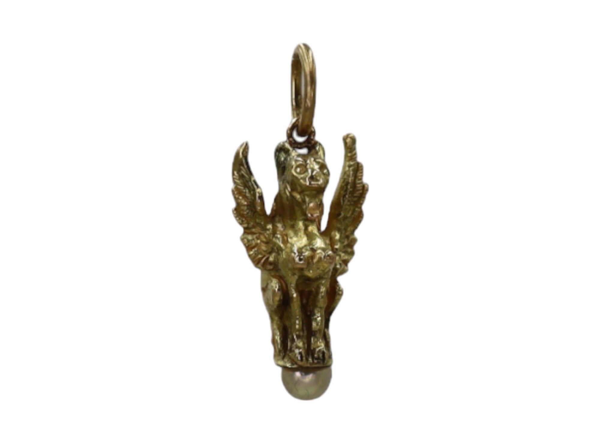 Victorian Gold Charms Sphinx Pendant Griffin Charm 14k Gold - Petra Star