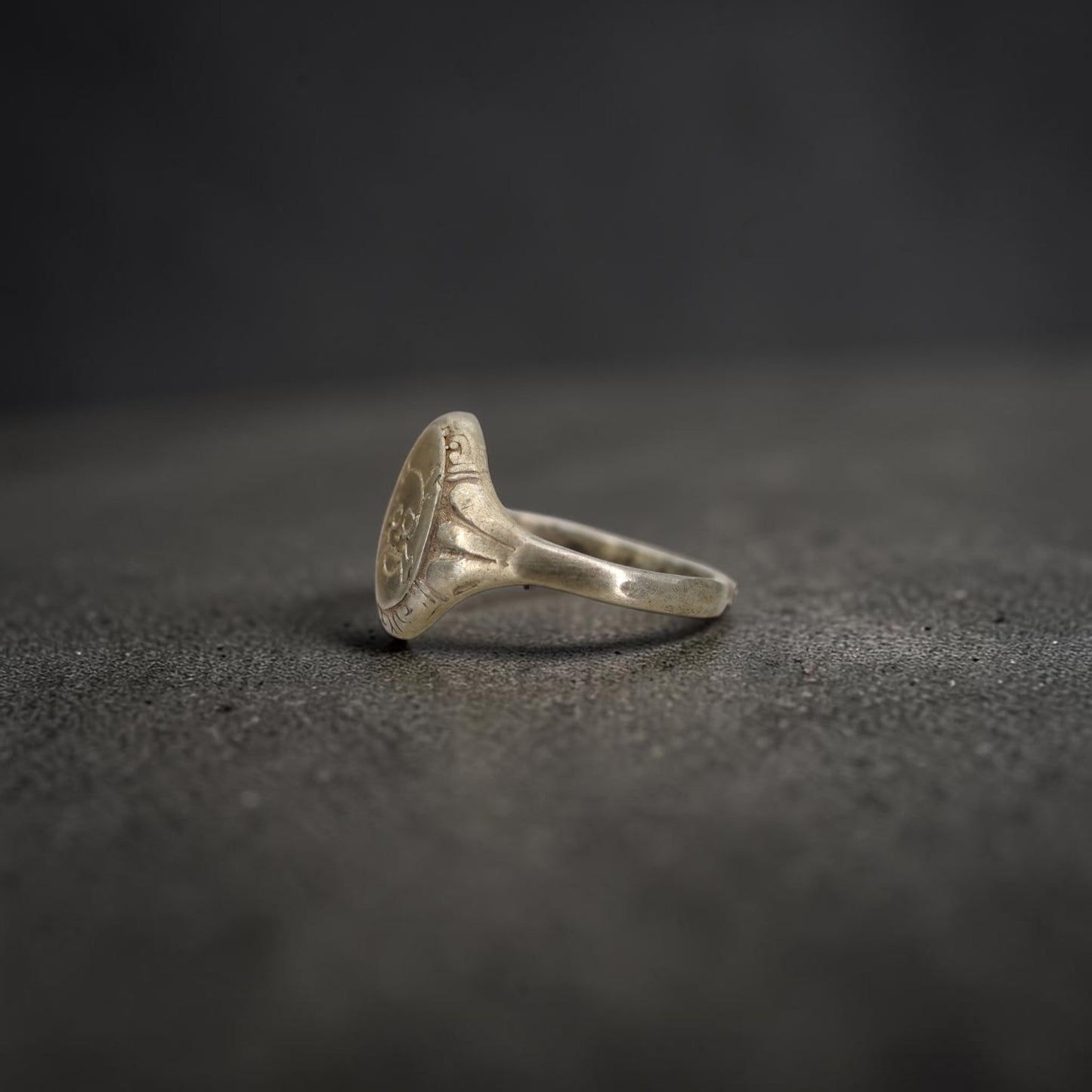 Antique Memento Mori Skull & Crossbones Signet Ring | Hand Engraved Sterling Silver | Victorian–Edwardian Era | Petra Star - Petra Star
