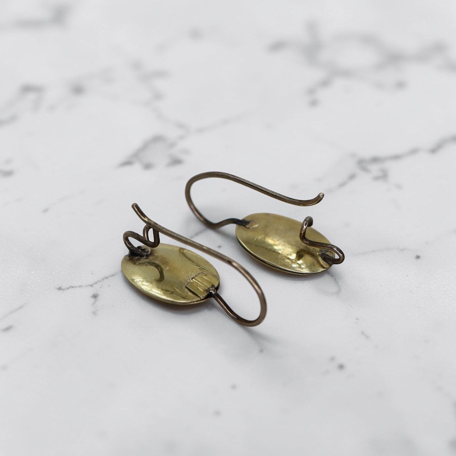 Victorian Mourning Greek Key Drop Earrings – Enamel Cross & 14k Yellow Gold - Petra Star
