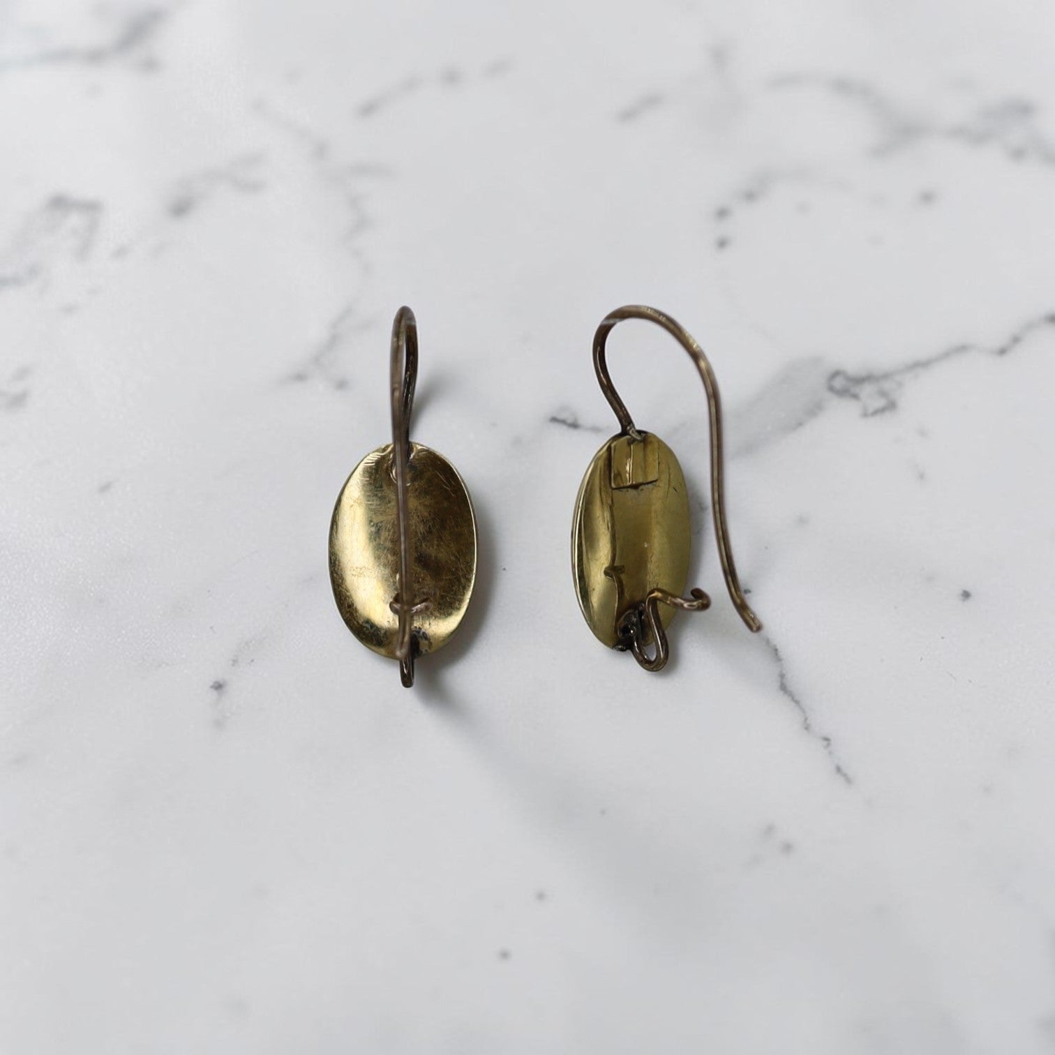 Victorian Mourning Greek Key Drop Earrings – Enamel Cross & 14k Yellow Gold - Petra Star
