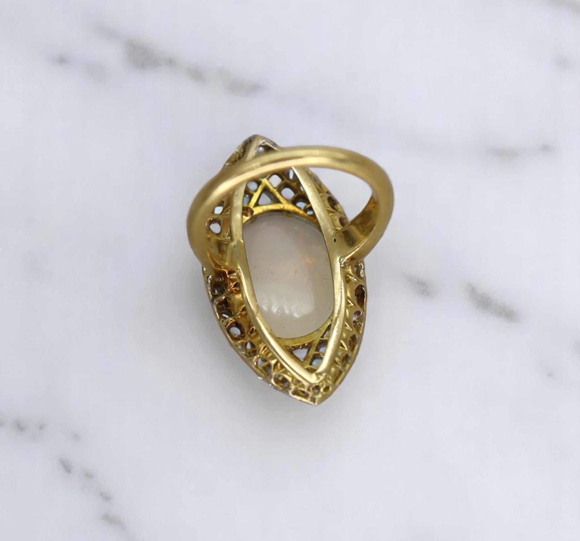 Victorian Opal & Diamond Navette Ring - Petra Star