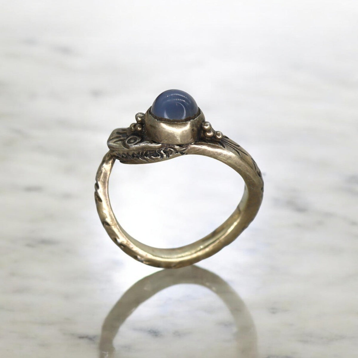 Victorian Ouroboros Snake Moonstone Ring - Petra StarRing