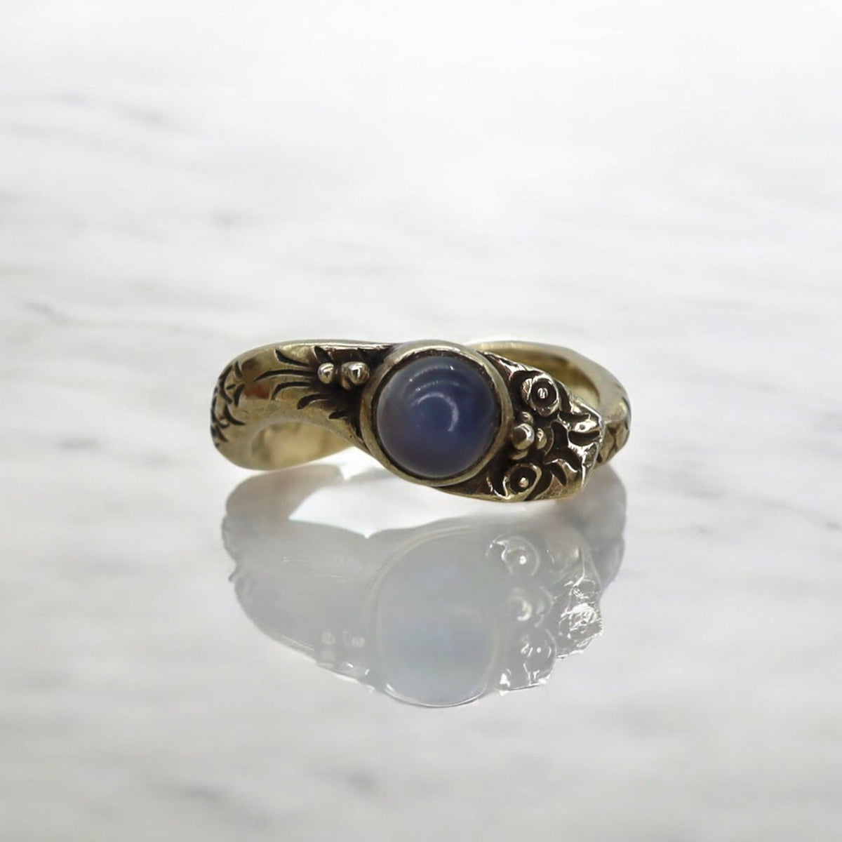 Victorian Ouroboros Snake Moonstone Ring - Petra StarRing