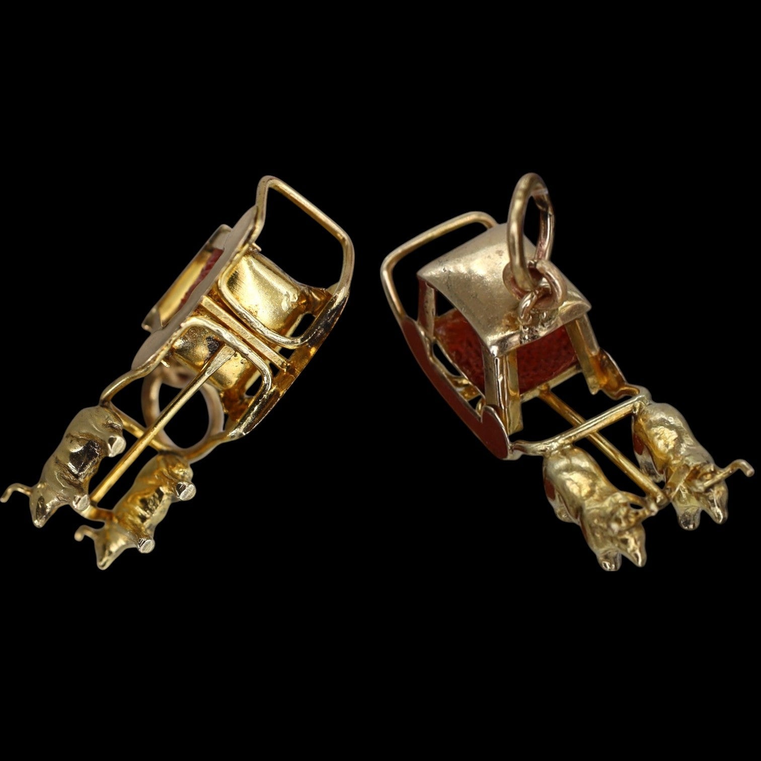 Victorian Ox & Buggy Charm in 14k Gold - Petra Star