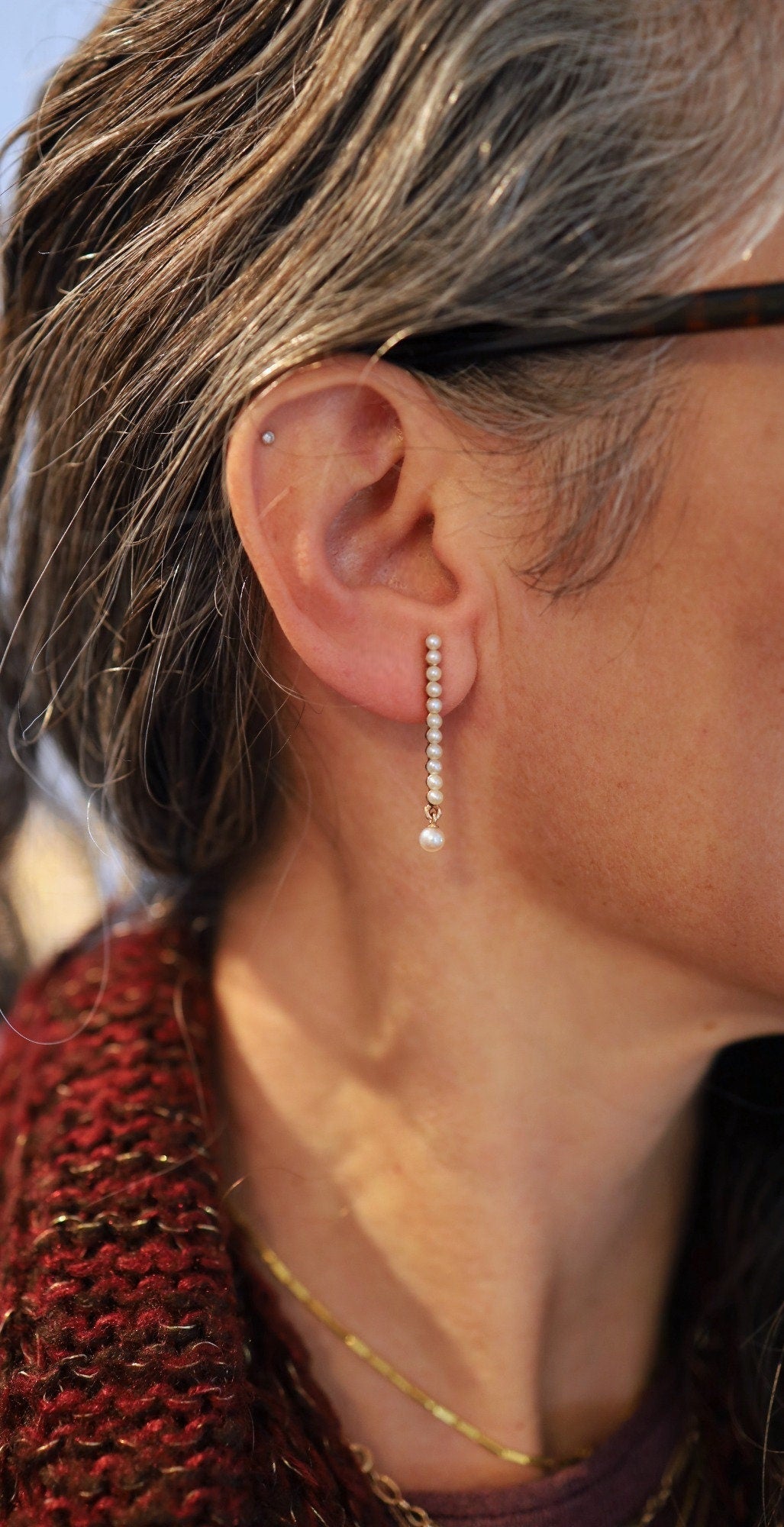 Victorian Pearl Earrings in 14k Rose Gold - Petra Star