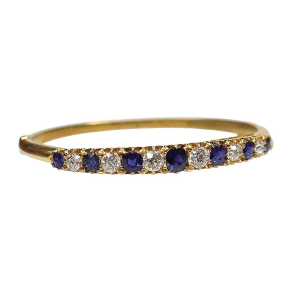 Victorian Sapphire & Diamond Bracelet – Antique 14k Gold, Old European Cuts - Petra Star