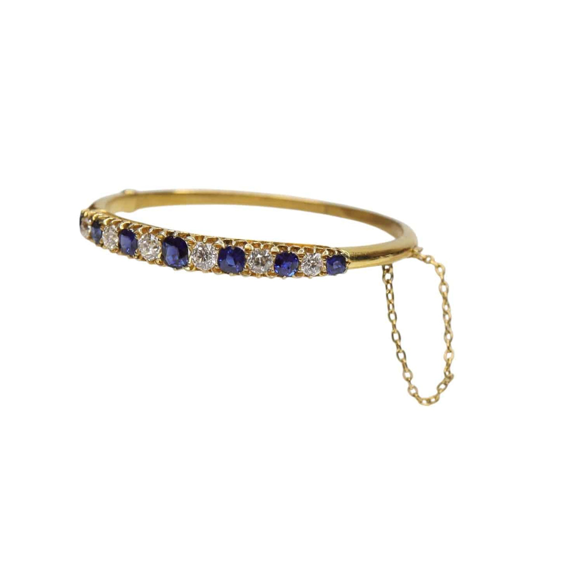 Victorian Sapphire & Diamond Bracelet – Antique 14k Gold, Old European Cuts - Petra Star